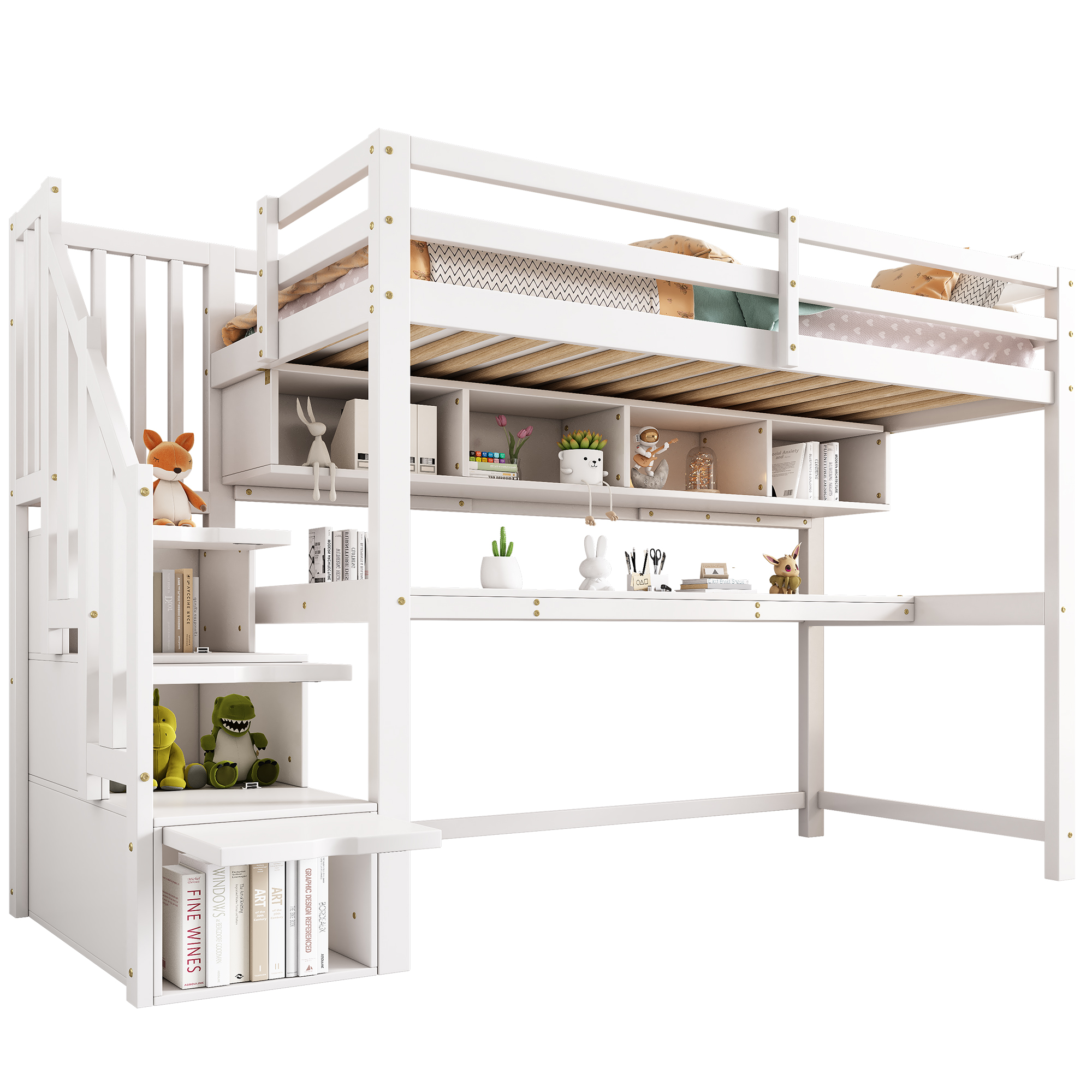 Lit mezzanine avec bureau et rangement