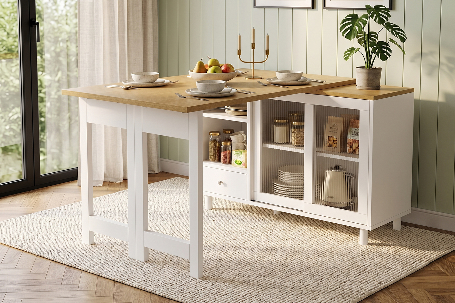 Table spacieuse une fois dépliée