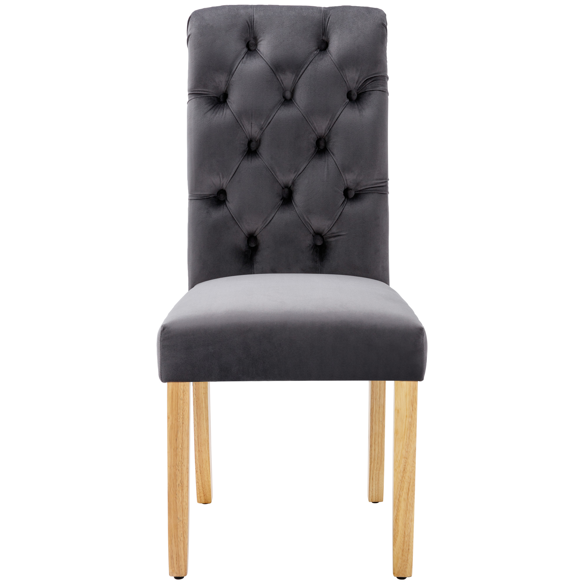 Chaise de salle à manger, lot de 6, velours, chêne - vue 3