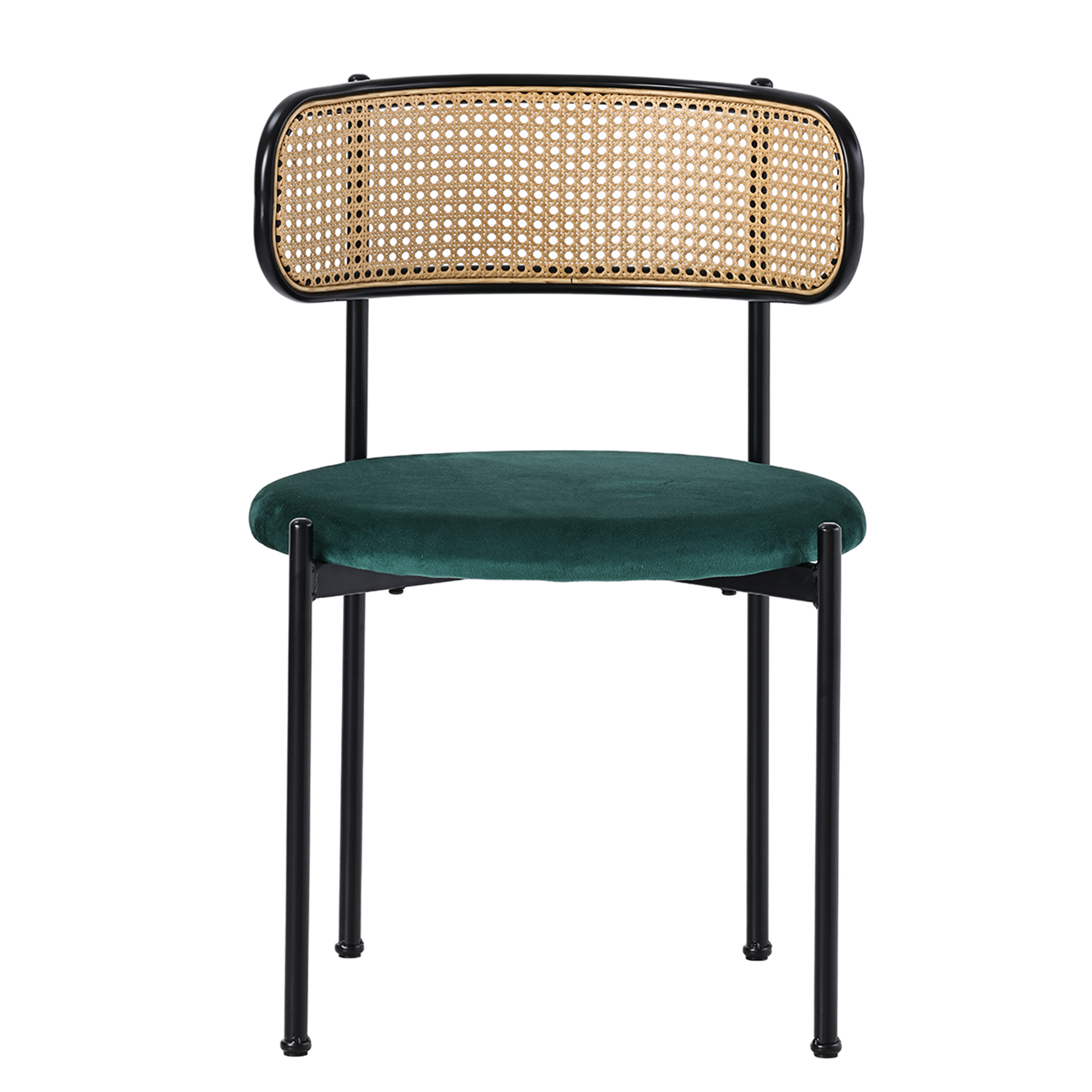 Chaise de salle à manger, lot de 4, détails en rotin, métal, vert - vue 7