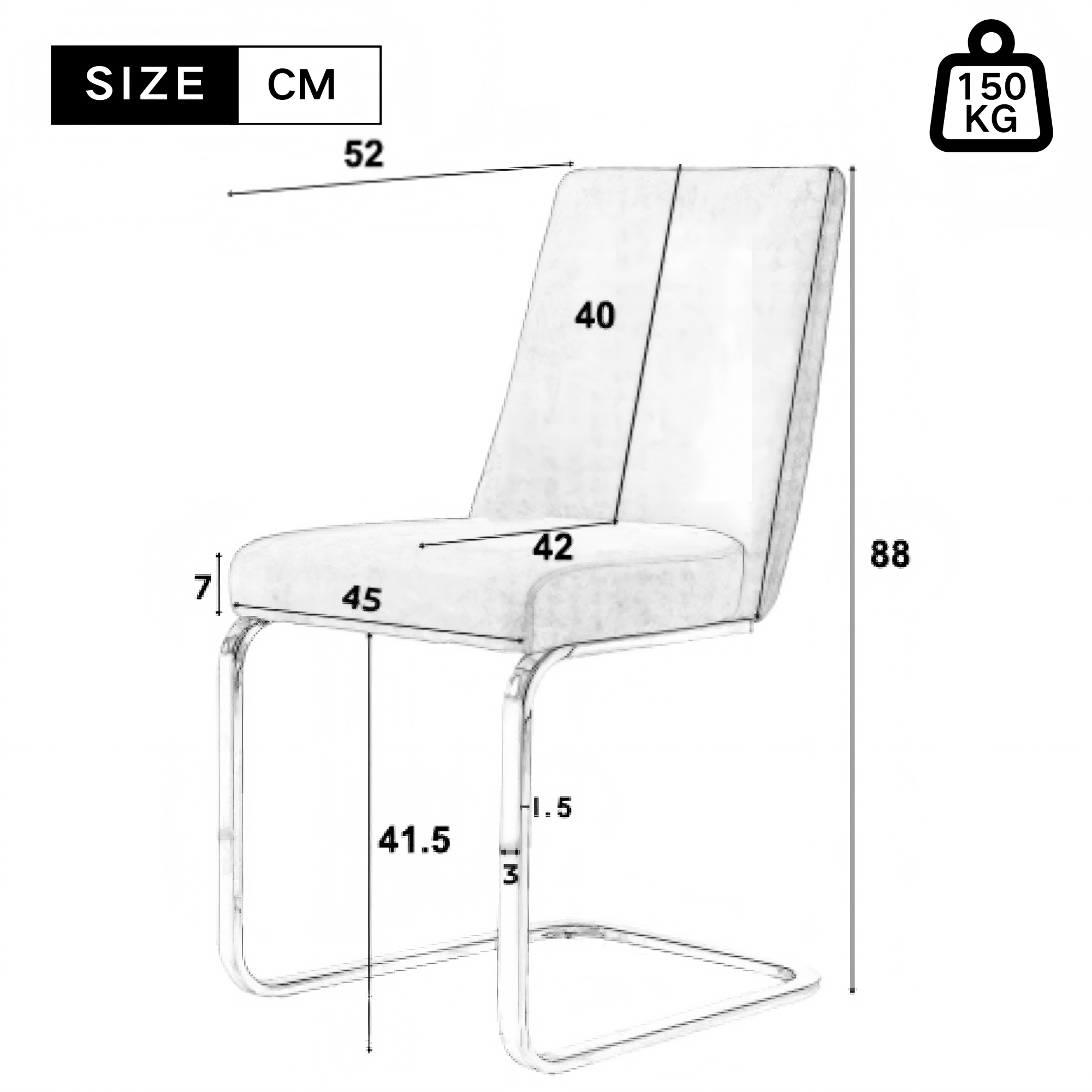 Dimensions du chaise de salle à manger