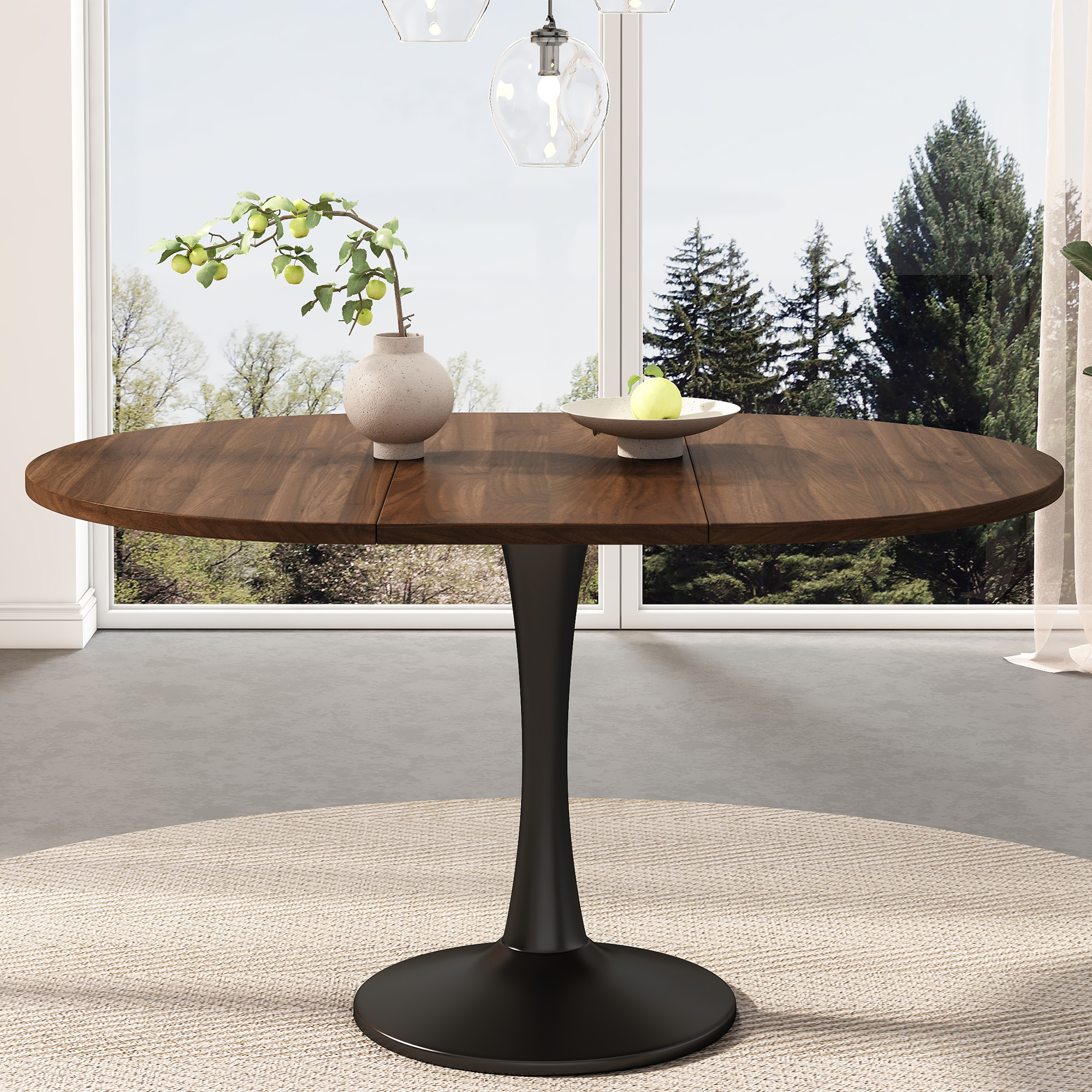 Table à manger extensible, 140 x 100 x 75 cm, bois et MDF, noyer - vue 5