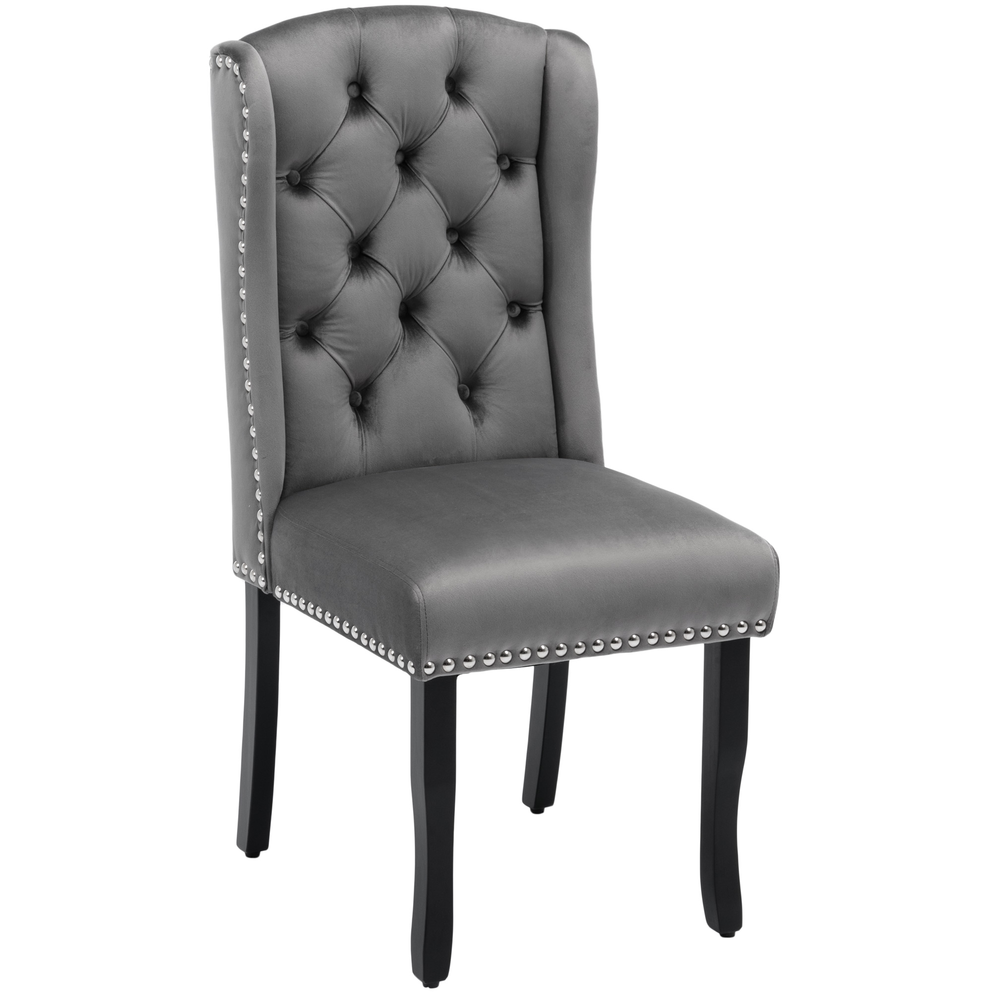 Chaise de salle à manger, lot de 6, velours, chêne - vue 4