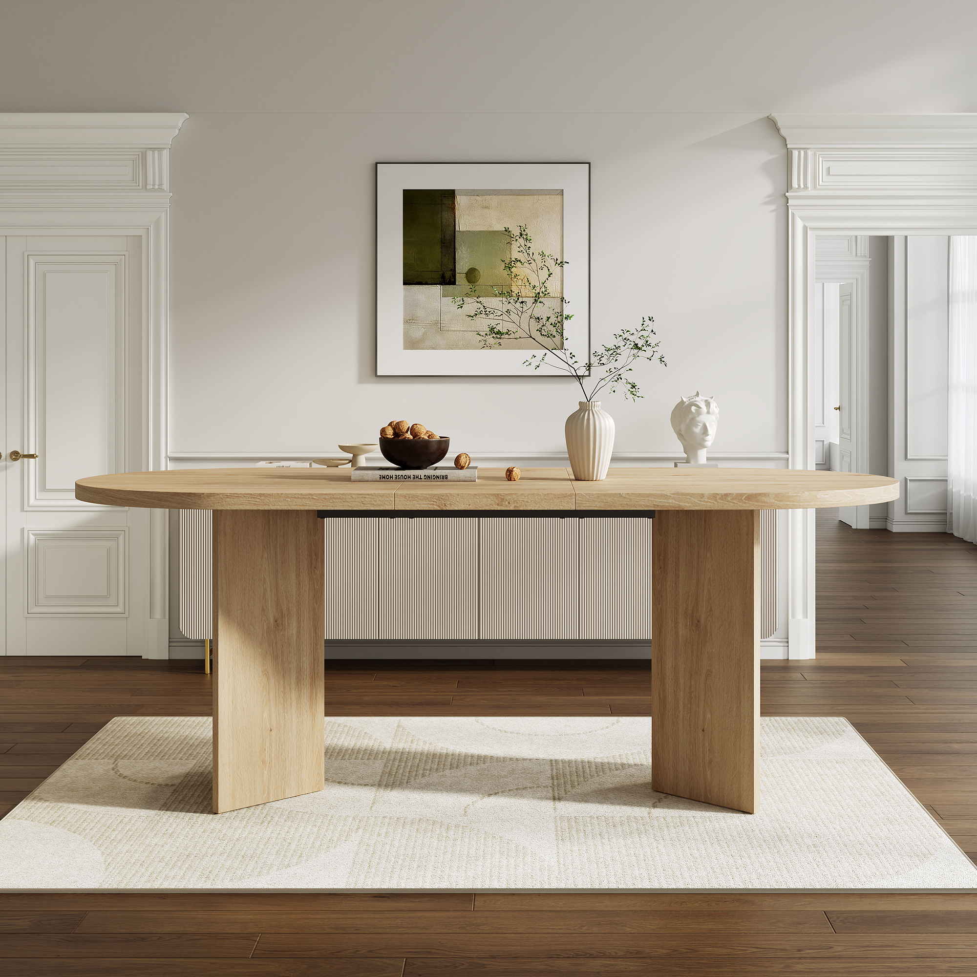 Table à manger, 160 x 80 x 75 cm, MDF, chêne - vue 4