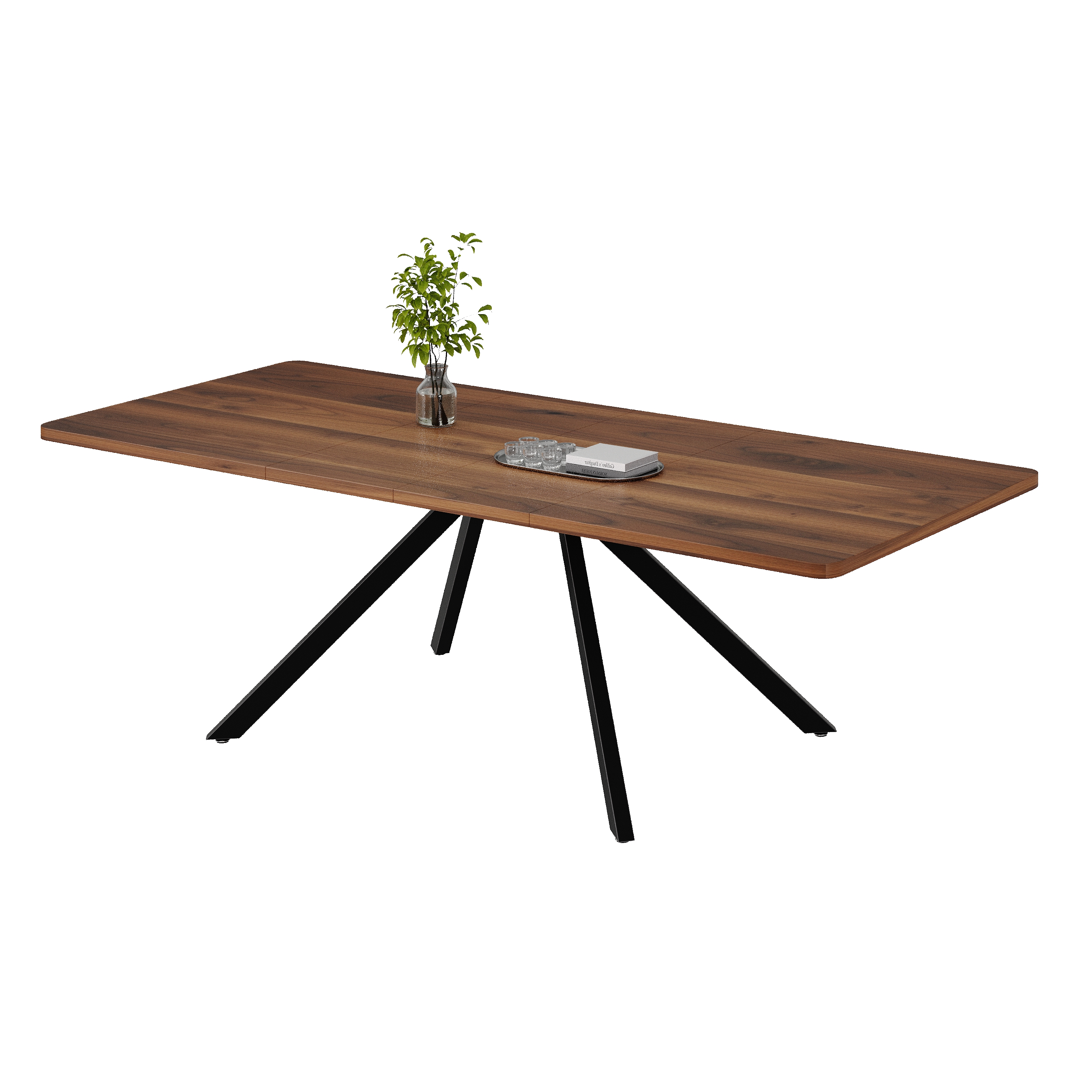 Table à manger extensible 160–200–240 cm x 90 x 74,5 cm pour 6 à 10 personnes, MDF, Effet noyer - détails