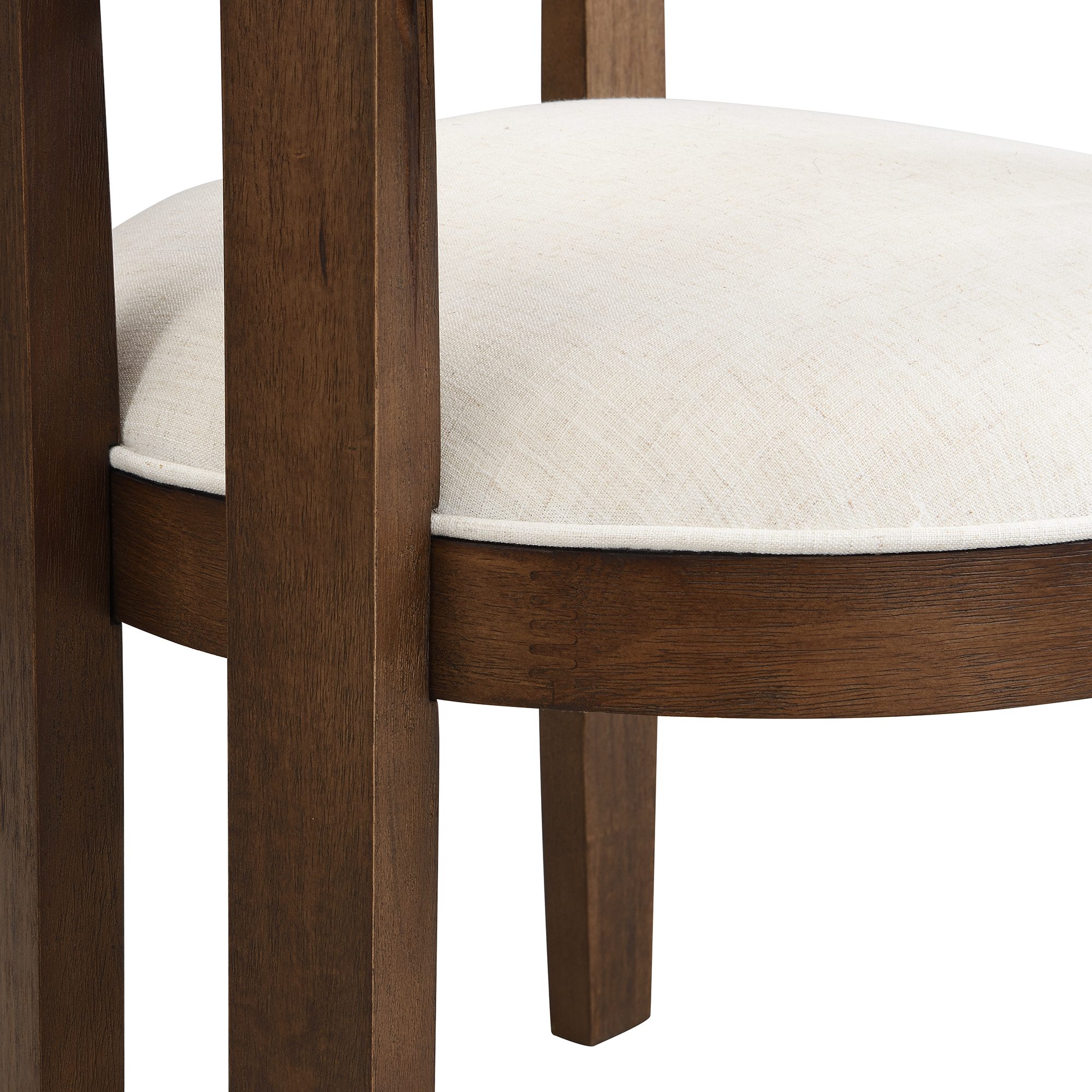 Chaise avec accoudoirs en bois massif, tissu lin naturel, design classique élégant, pour salle à manger et salon, confort supérieur, durabilité, style intemporel, facile montage, stabilité, utilisation polyvalente - image 15