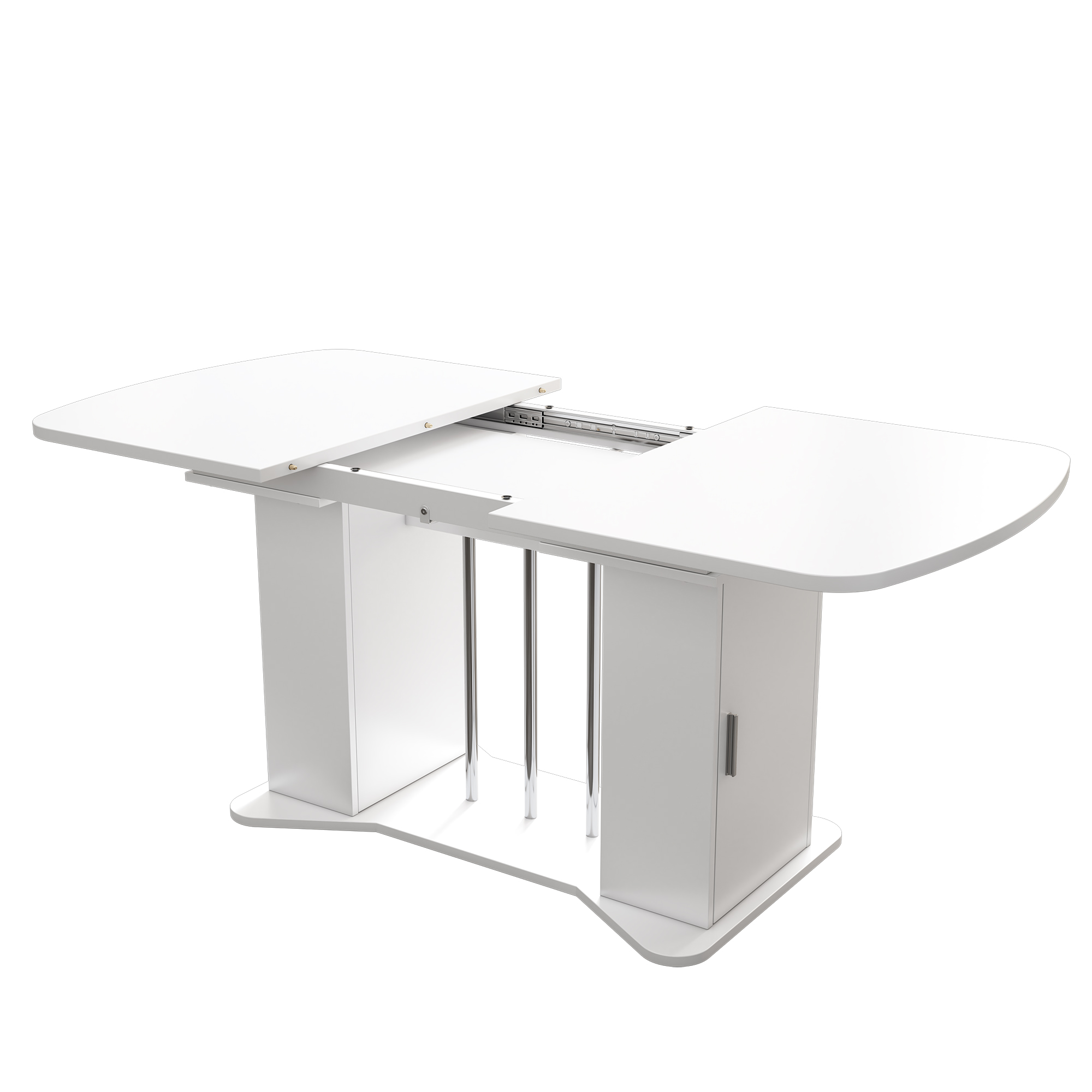 Table à manger extensible 120-160 cm, design classique blanc, pour salle à manger, quotidien et convivialité, s'intègre à tous styles, élégante, surface facile d'entretien, style intemporel, fonctionnelle - image 6