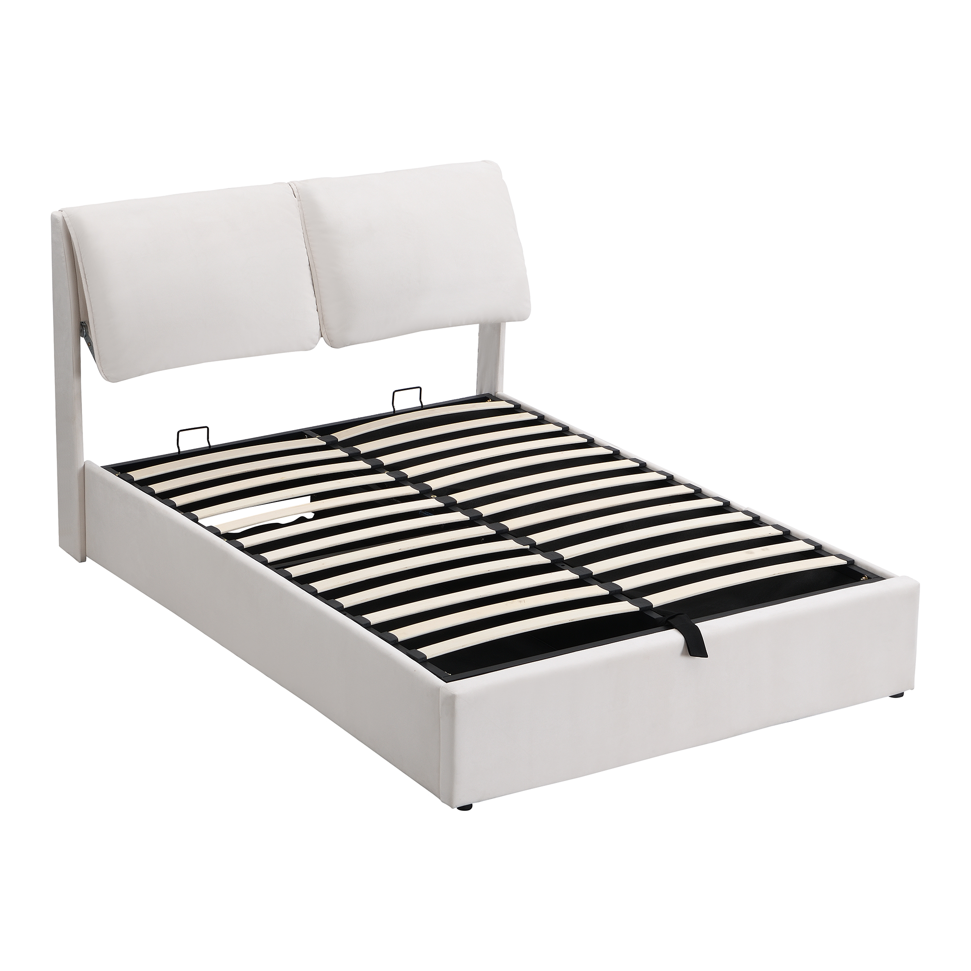 Lit tapissé design beige velours