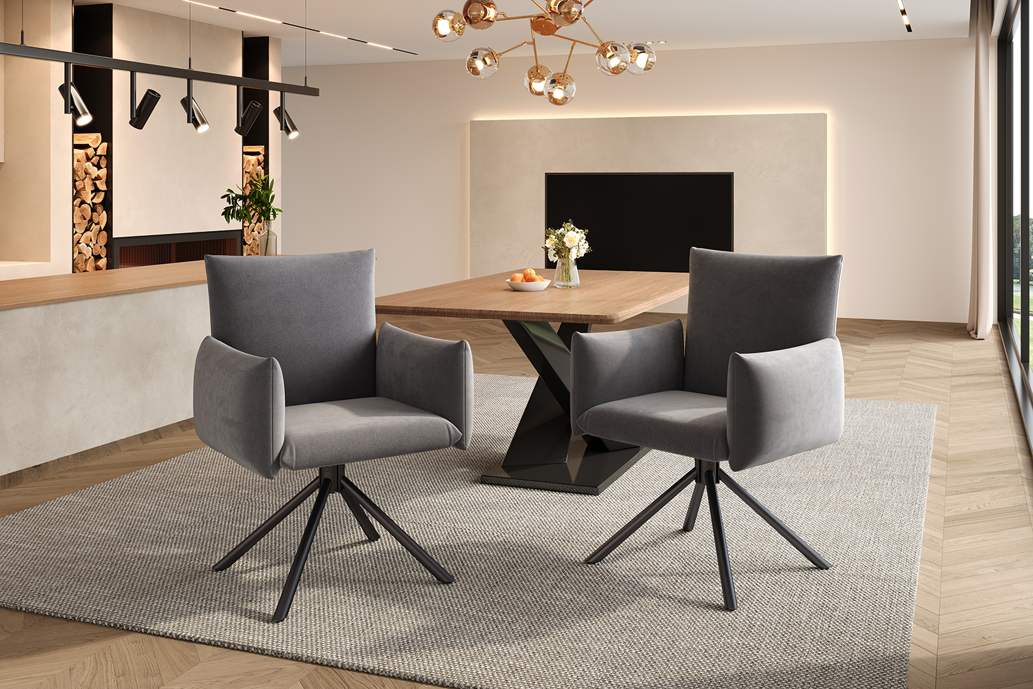 Lot de 4 chaises de salle à manger rembourrées ave - image 7