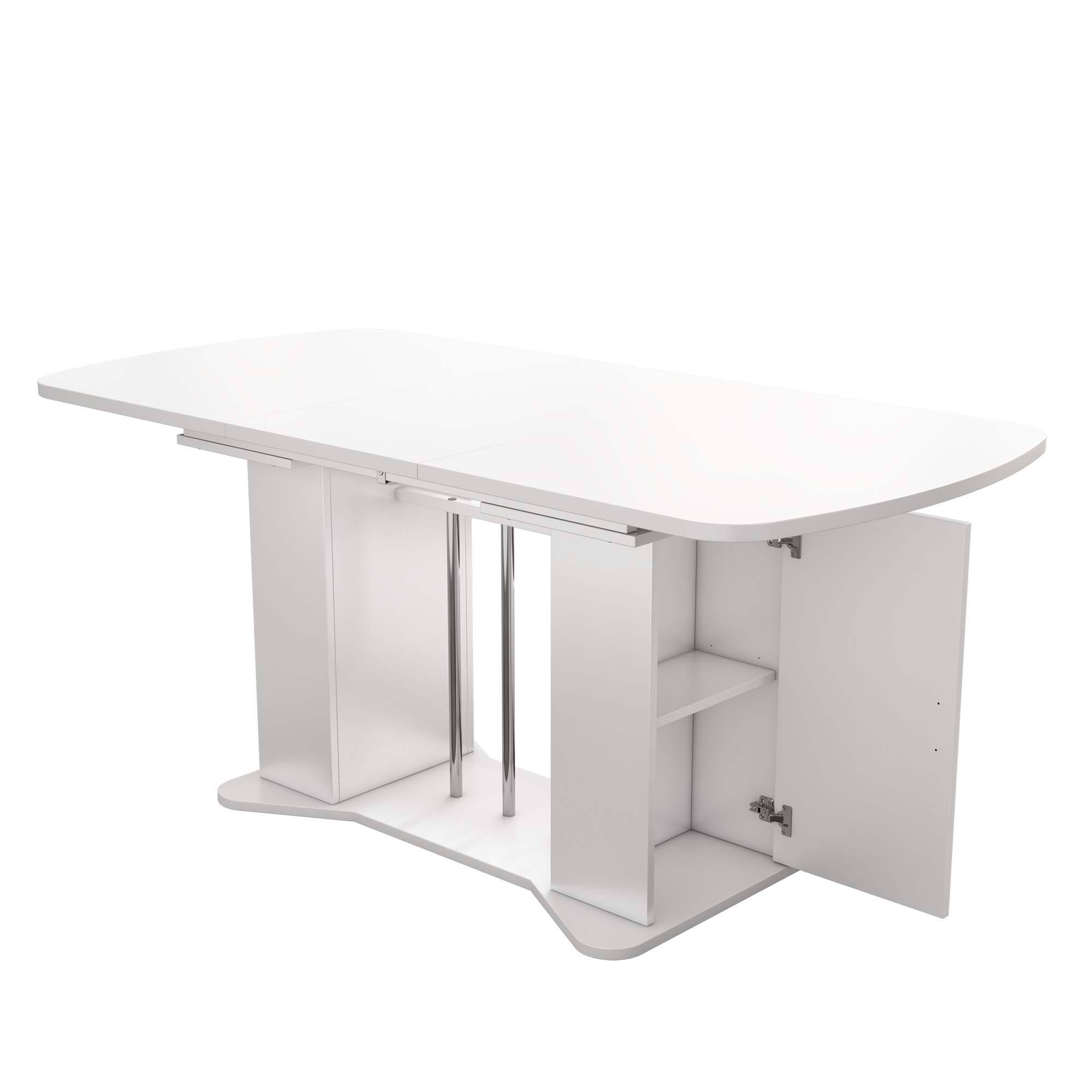 Table à manger extensible 120-160 cm, design classique blanc, pour salle à manger, quotidien et convivialité, s'intègre à tous styles, élégante, surface facile d'entretien, style intemporel, fonctionnelle - image 5