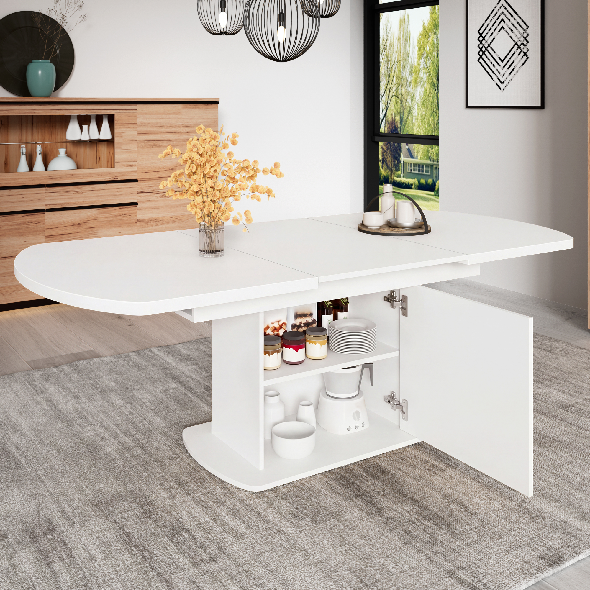Table à manger ovale extensible de 140 à 200 cm