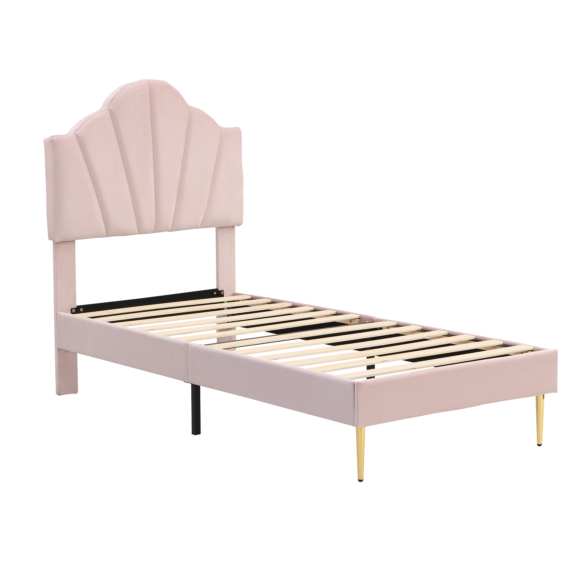 Lit en velours avec tête coquillage et pieds fer doré, pour chambre, design élégant artistique, confort sommeil, style luxueux, décoration raffinée, stabilité, matériau doux, point focal - image 7