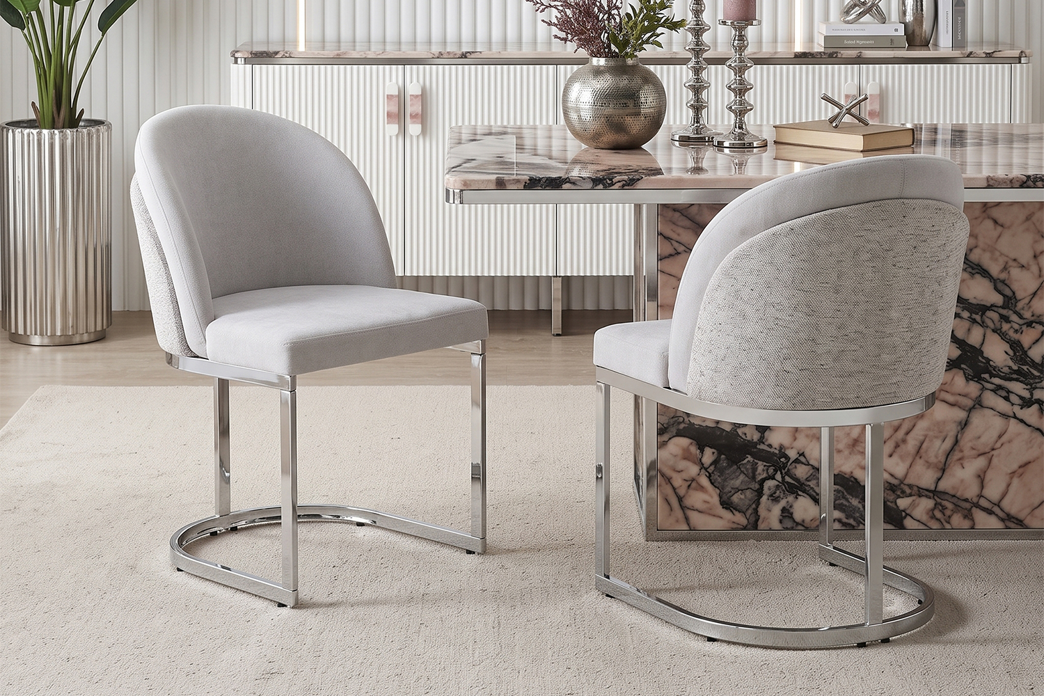 Chaise de salle à manger double dossier, mousse 25D, tissu chenille, pieds métal galvanisé miroir, cadre renforcé, pour salle à manger et salon, design haut de gamme, confort durable, style luxueux, stabilité - image 22
