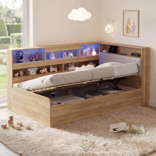 Sommier relevable avec coffre de rangement sous le lit