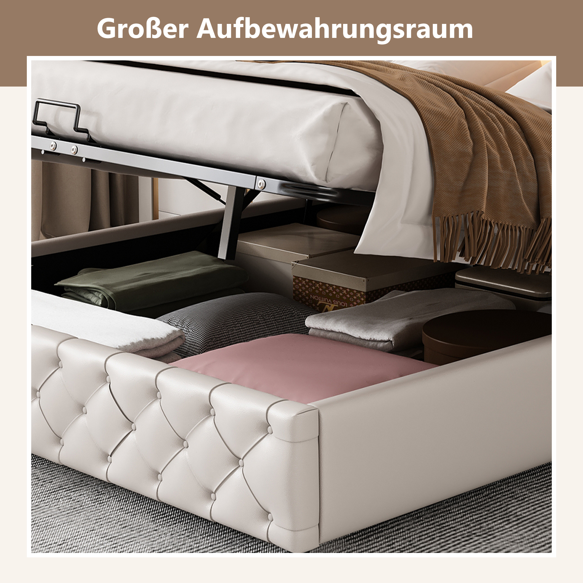 Polsterbett 180 x 200 cm  Funktionsbett mit Latten