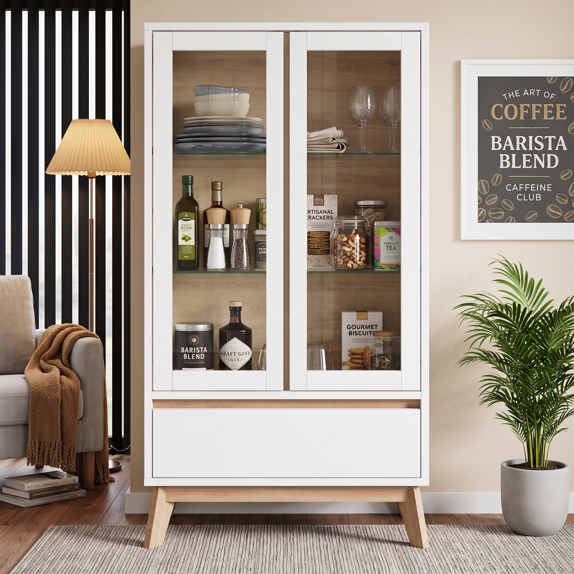 Armoire de cuisine scandinave 80 x 40 x 150 cm en - image 1