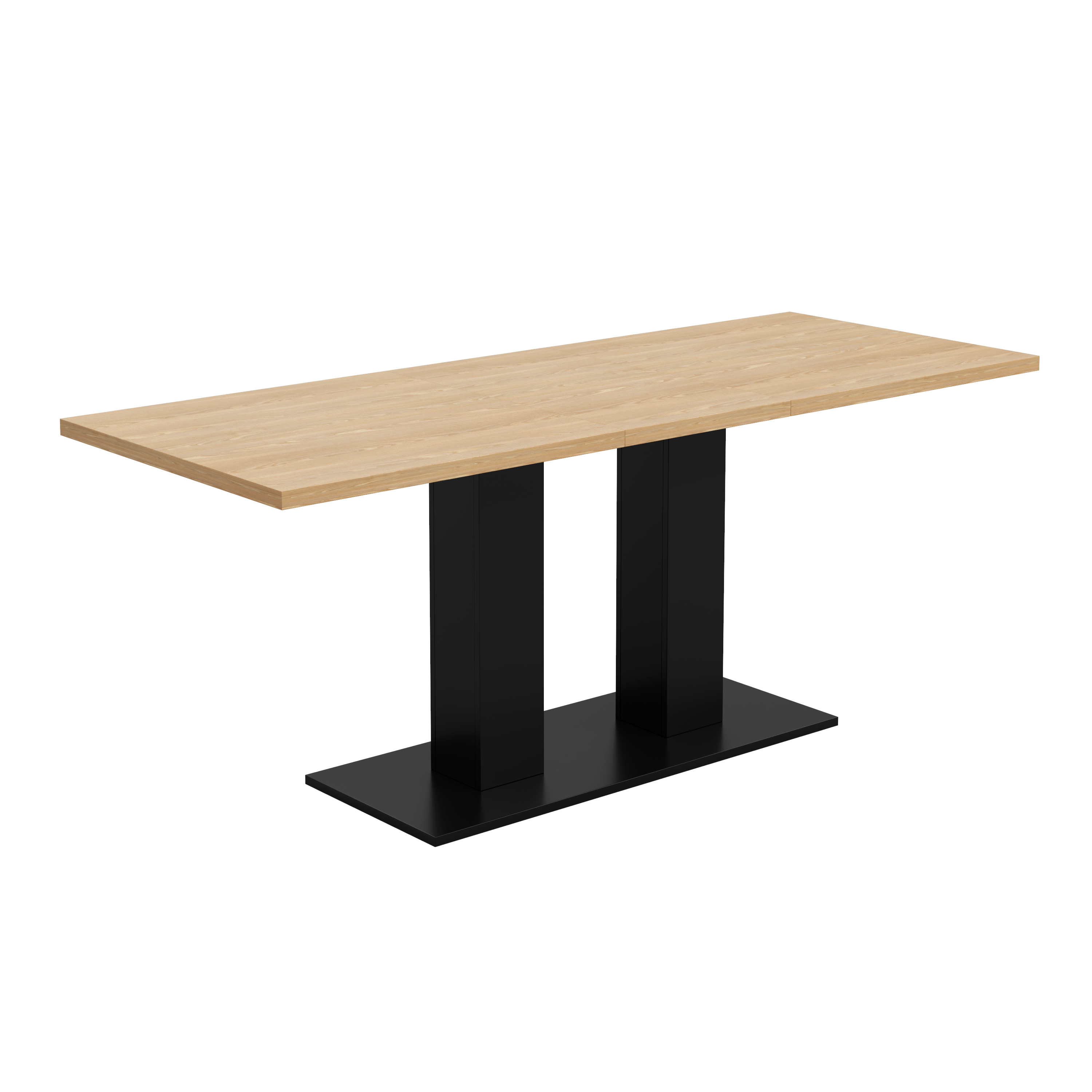Table à manger extensible 140–180 cm avec plateau 30 mm et piètement double colonne - vue 1