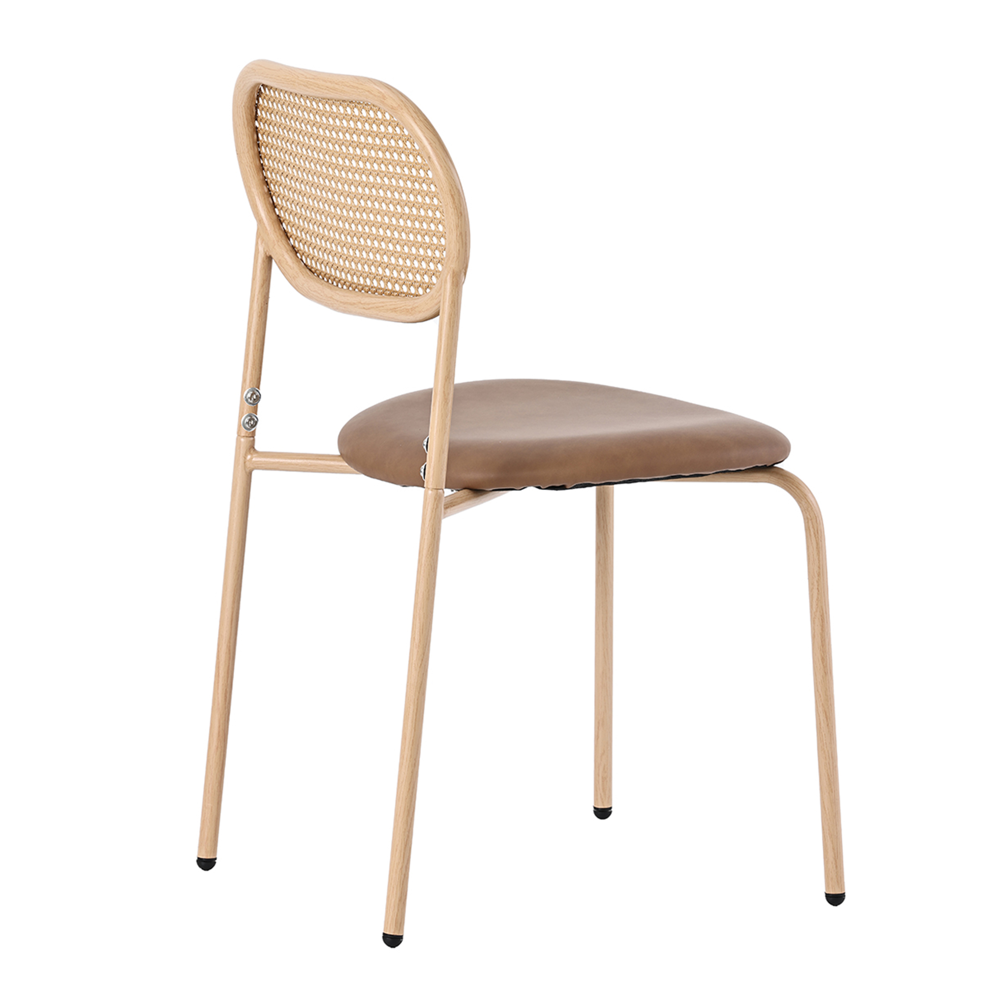 Chaise de salle à manger, lot de 4, détails en rotin, métal et rotin, marron - vue 7