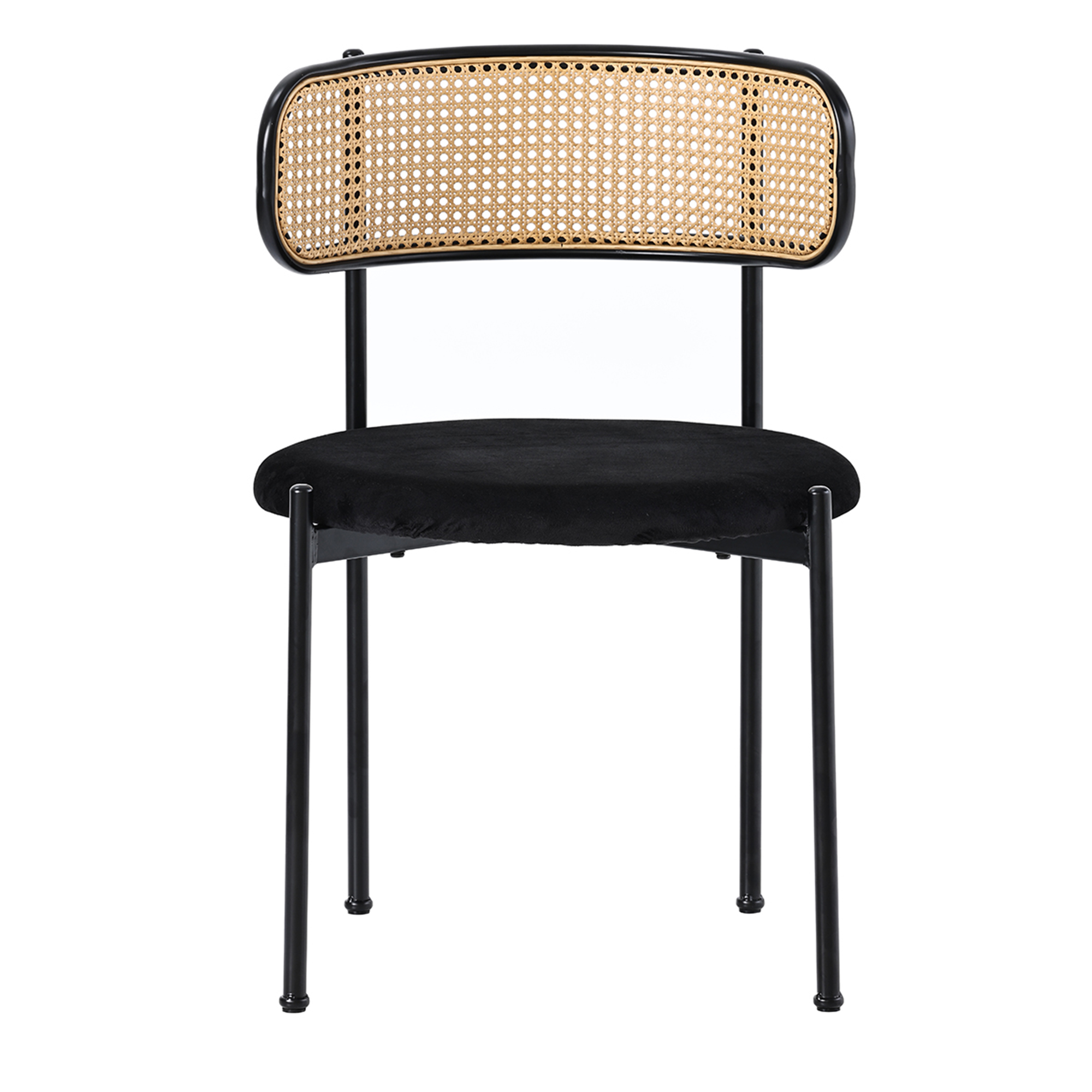 Chaise de salle à manger, lot de 2, détails en rotin, métal, noir - vue 6