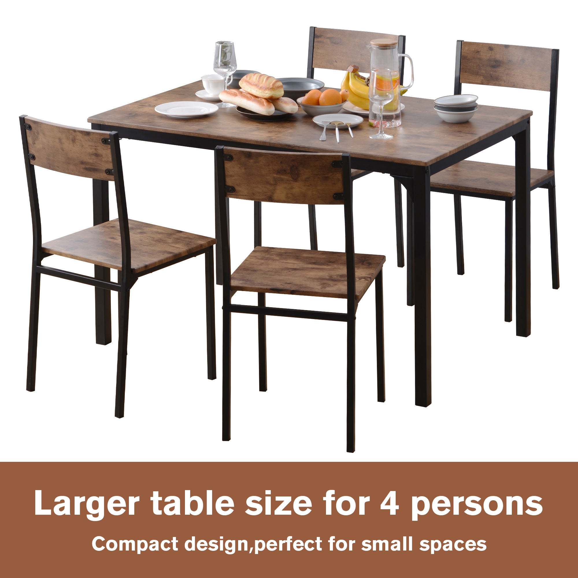 Ensemble table + chaises en MDF/PVC, cadre métal laqué, chaises empilables, design minimaliste, pour cuisine et bar, petit espace, facile entretien, stabilité, style moderne, utilisation polyvalente, durabilité, décoration - image 5