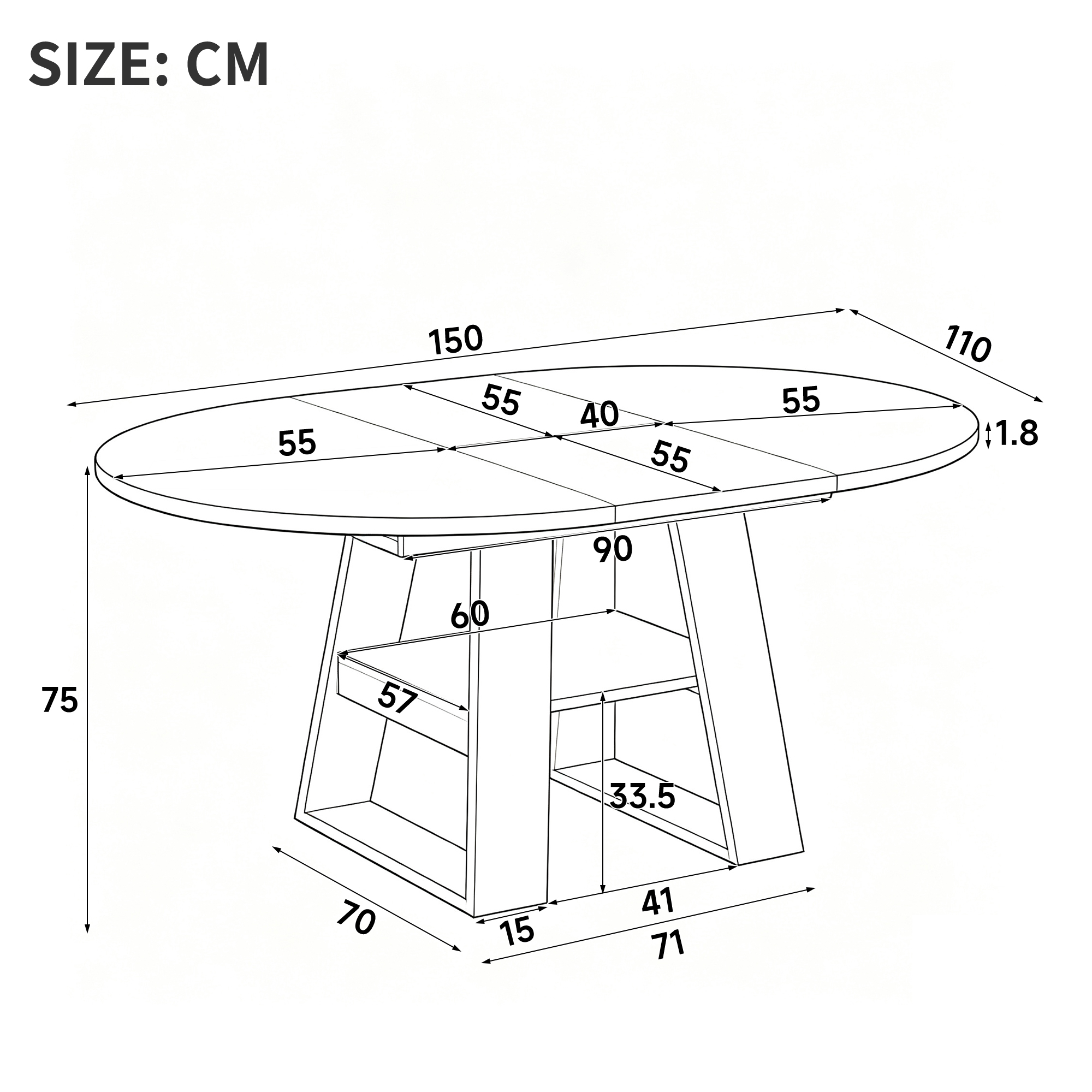 Dimensions du table à manger