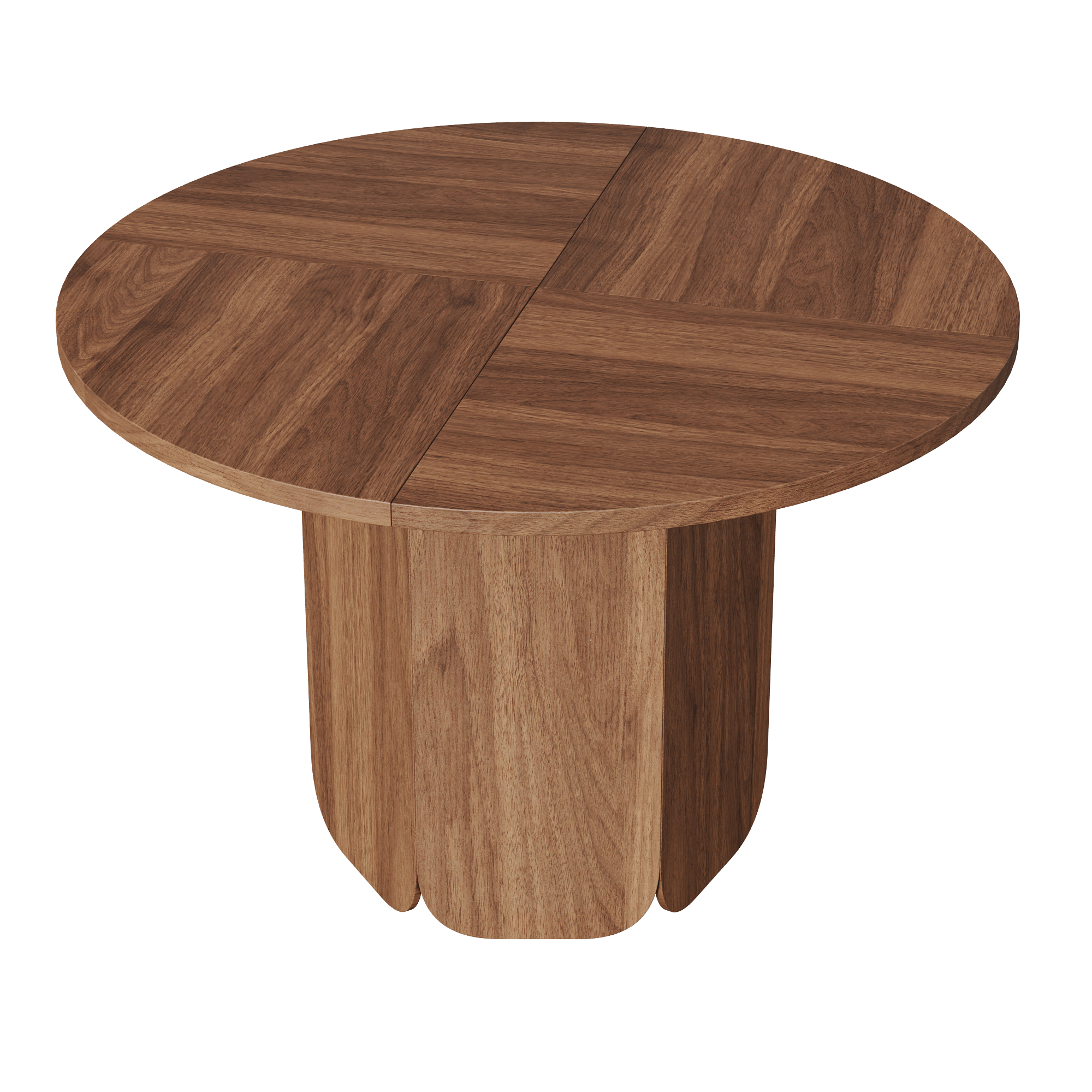 Table à manger ronde Ø120 x H75 cm pour 4 à 6 personnes, MDF, Effet noyer - vue complémentaire