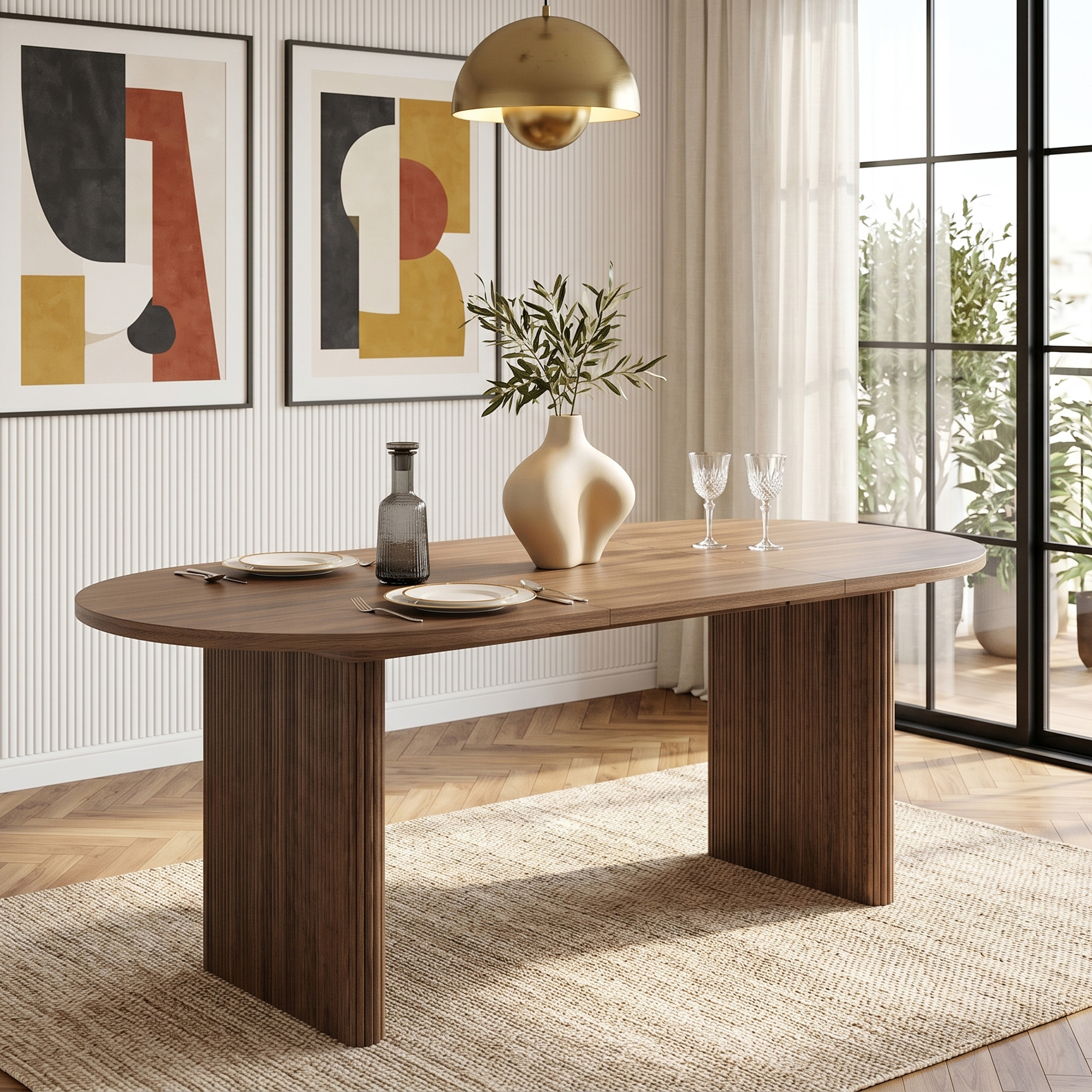 Table à manger extensible couleur noyer