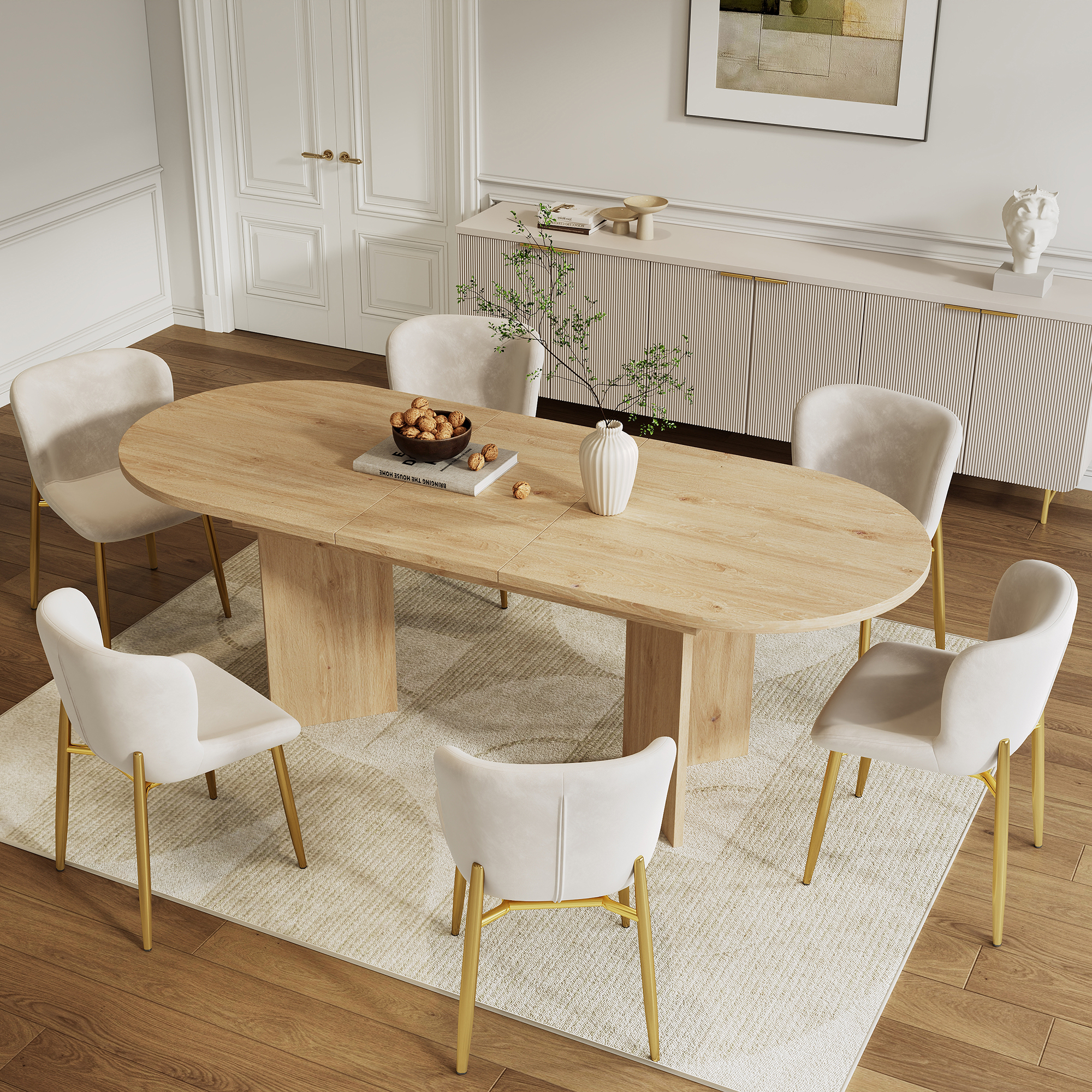 Table à manger pliante et extensible en MDF, plateau 18 mm, 4 à 8 personnes - vue 4