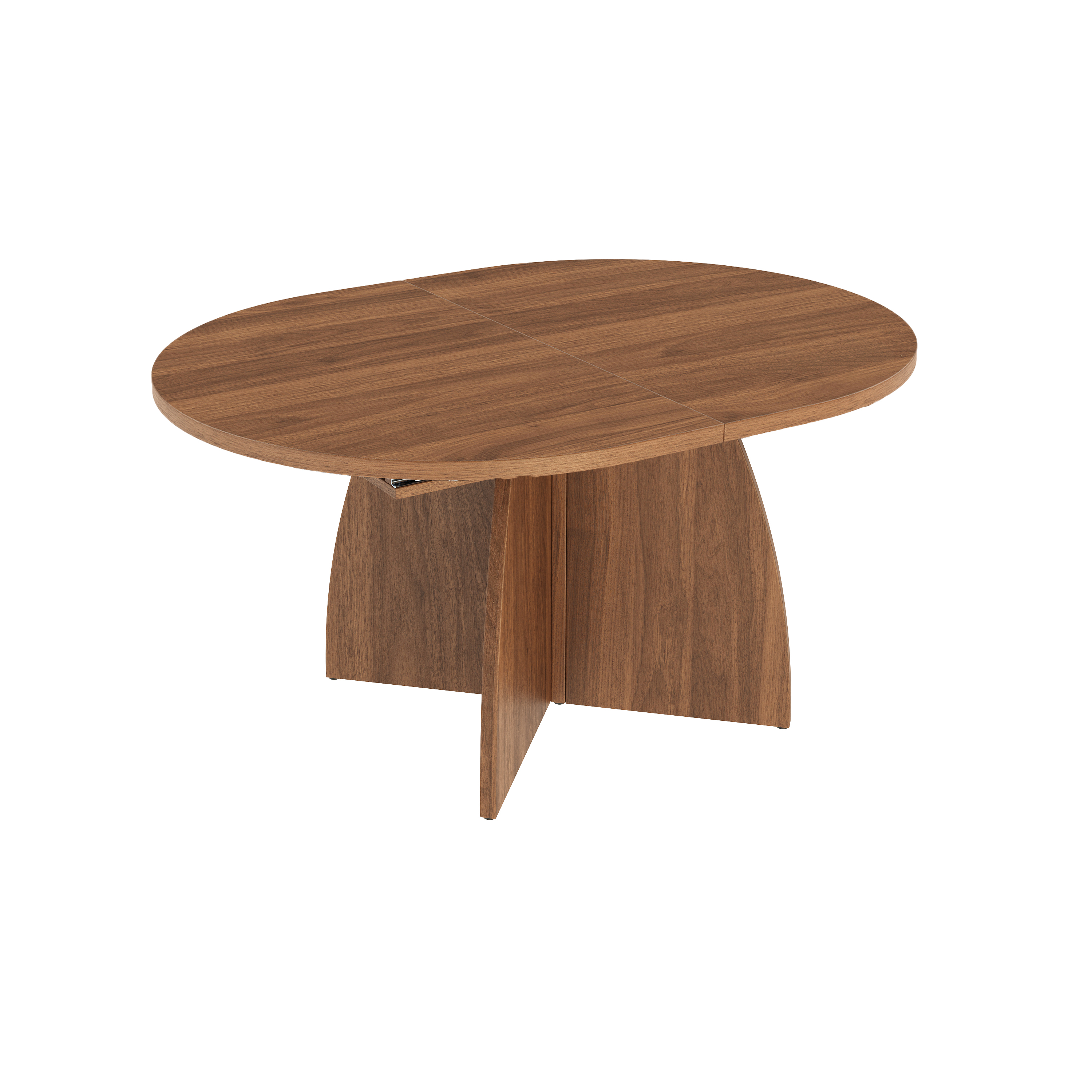 Table à manger, rond, 180 x 90 x 75 cm, bois, noyer - vue 7