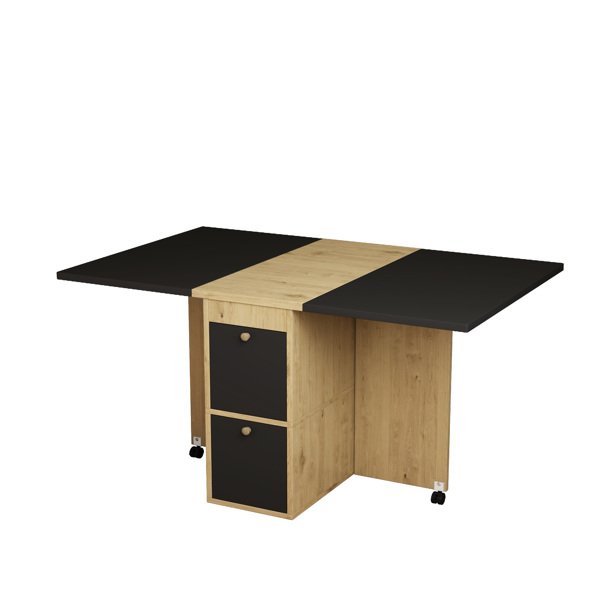 Ensemble table et chaises, 5 pièces, 1 table + 4 chaises, extensible, pliable, 120 x 80 x 75 cm, panneaux de particules, noir - vue 8