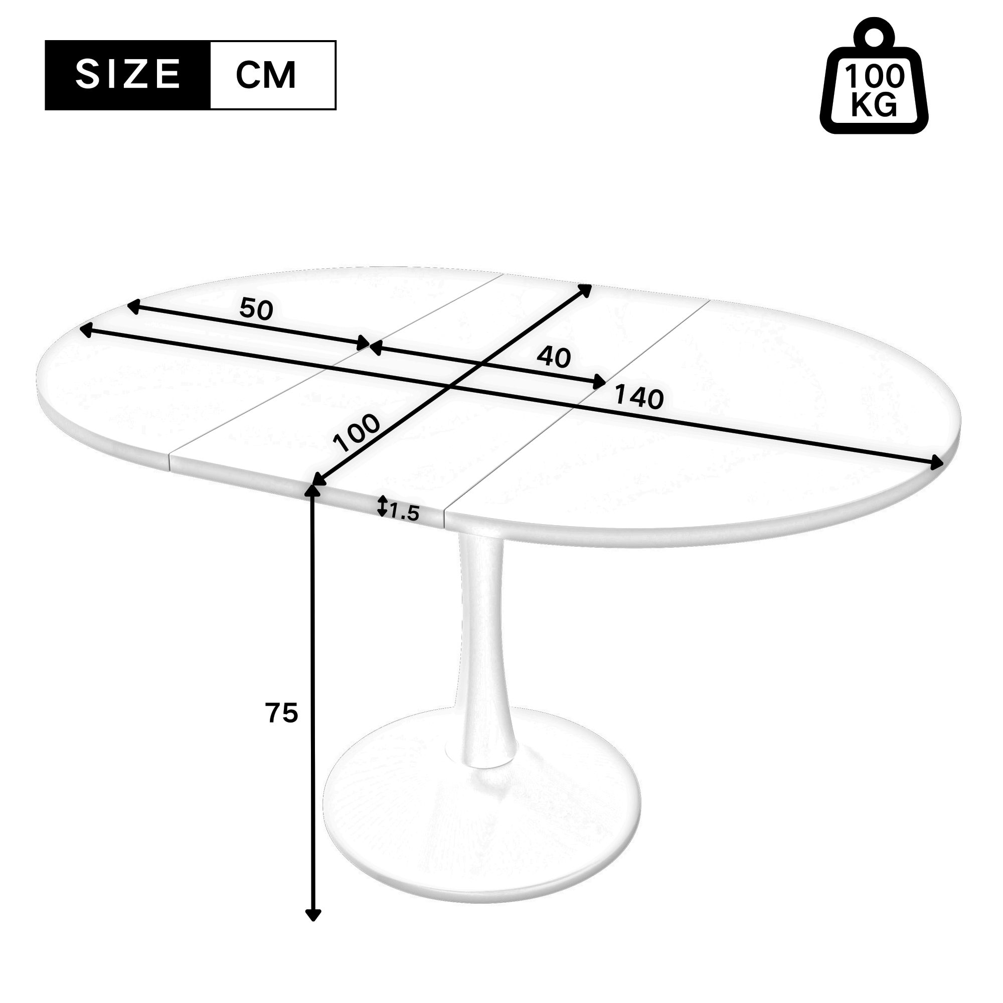 Table à manger ovale réglable en hauteur et multifonction en MDF et fer - vue 5