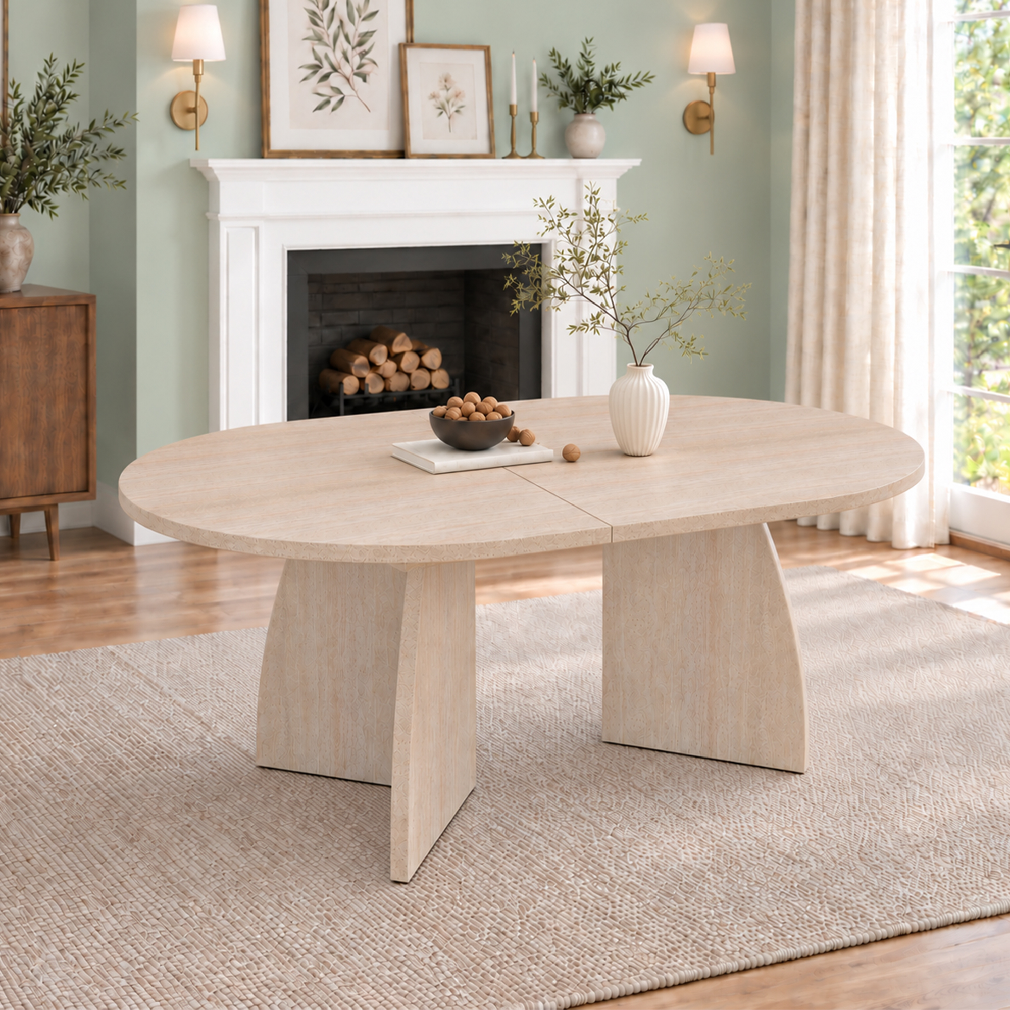 Table à manger, rond, 200 x 90 x 75 cm, MDF - vue 3