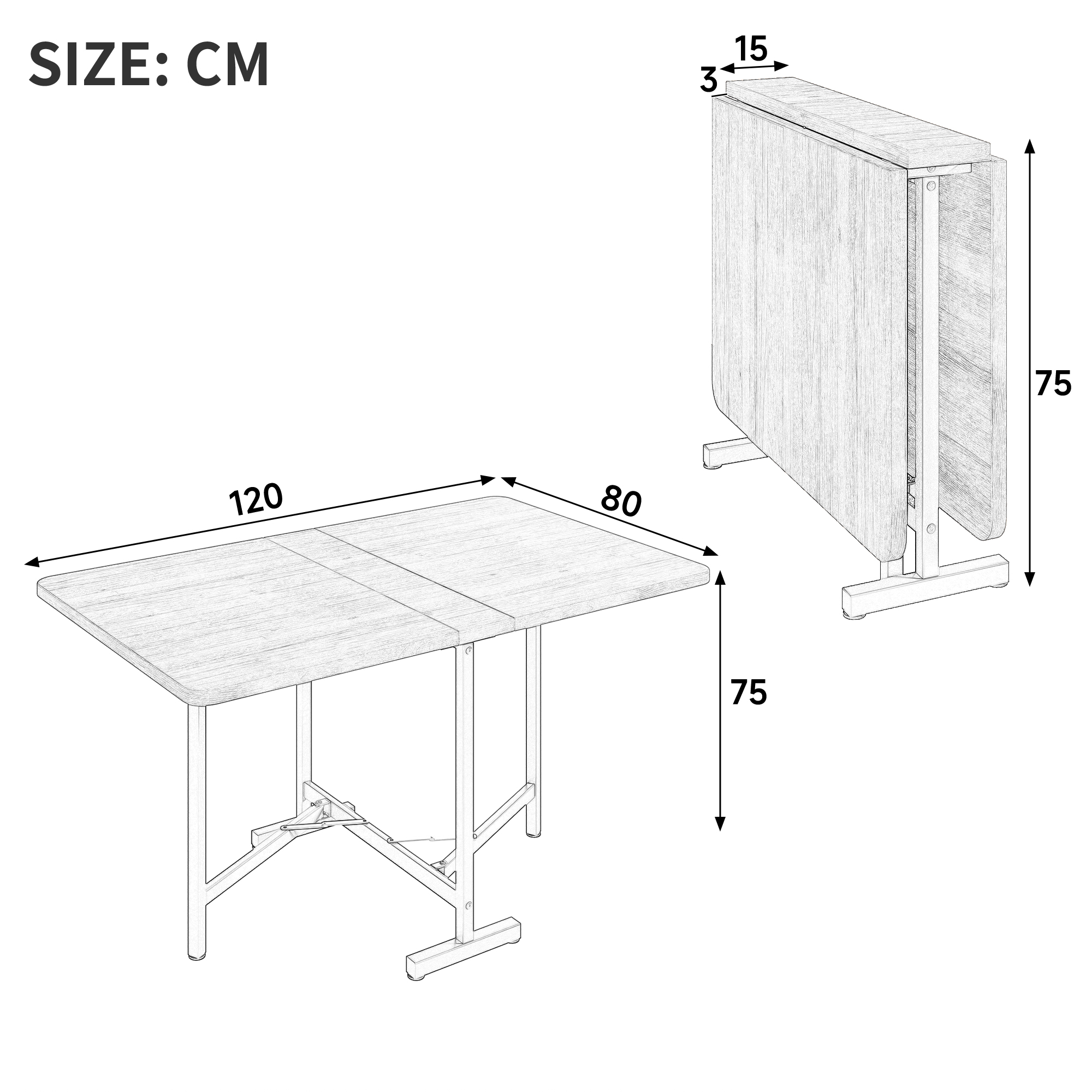 Table à manger extensible et pliante en MDF, finition noyer, charge 60 kg - vue 4