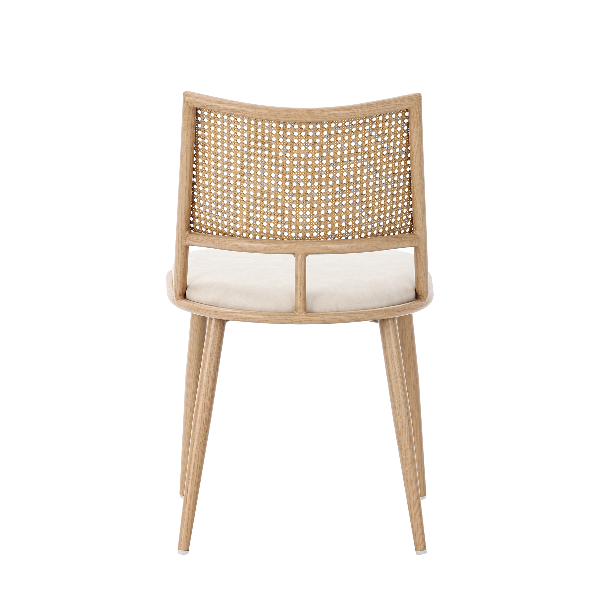 Chaise de salle à manger, lot de 6, détails en rotin, beige - vue 9