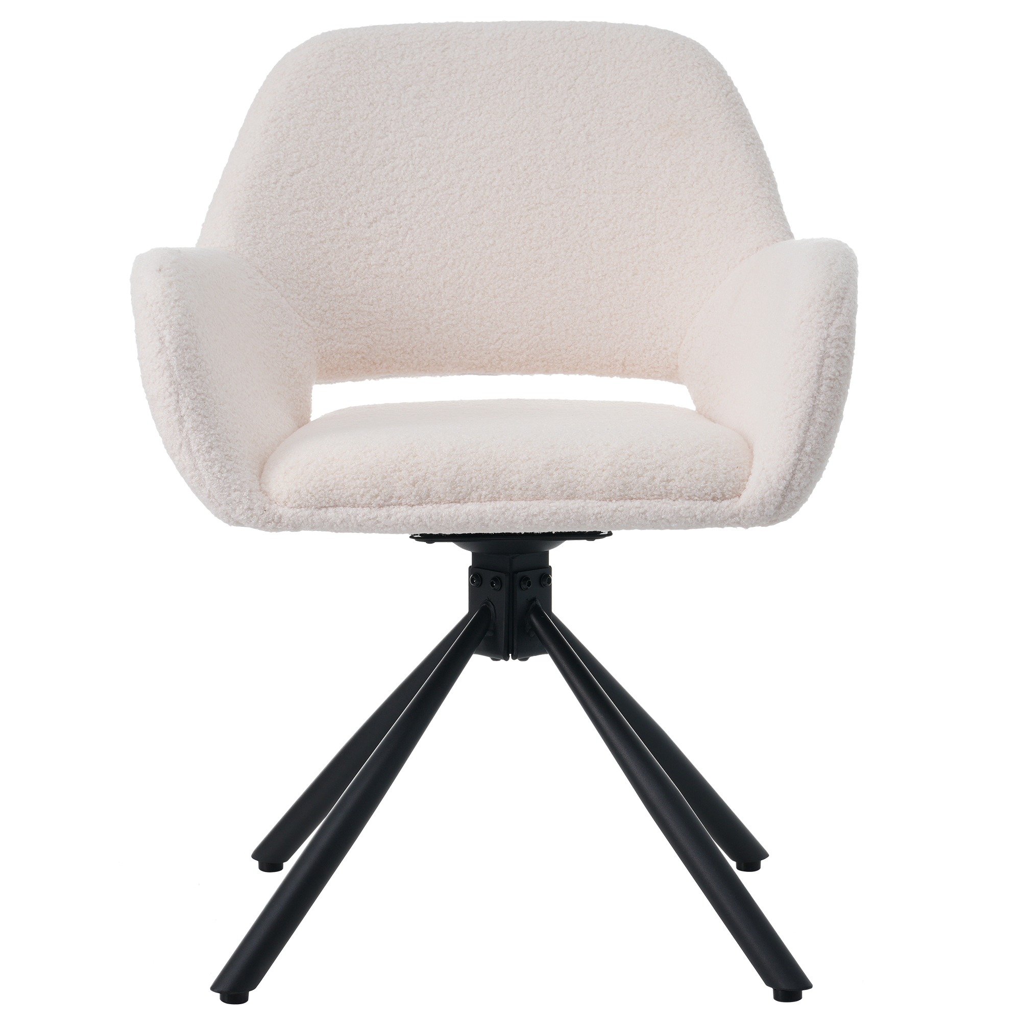 Chaise de salle à manger, lot de 6, rotation à 360°, tissu, blanc - vue 4