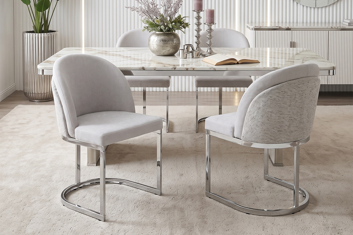 Chaise de salle à manger double dossier, mousse 25D, tissu chenille, pieds métal galvanisé miroir, cadre renforcé, pour salle à manger et salon, design haut de gamme, confort durable, style luxueux, stabilité - image 25