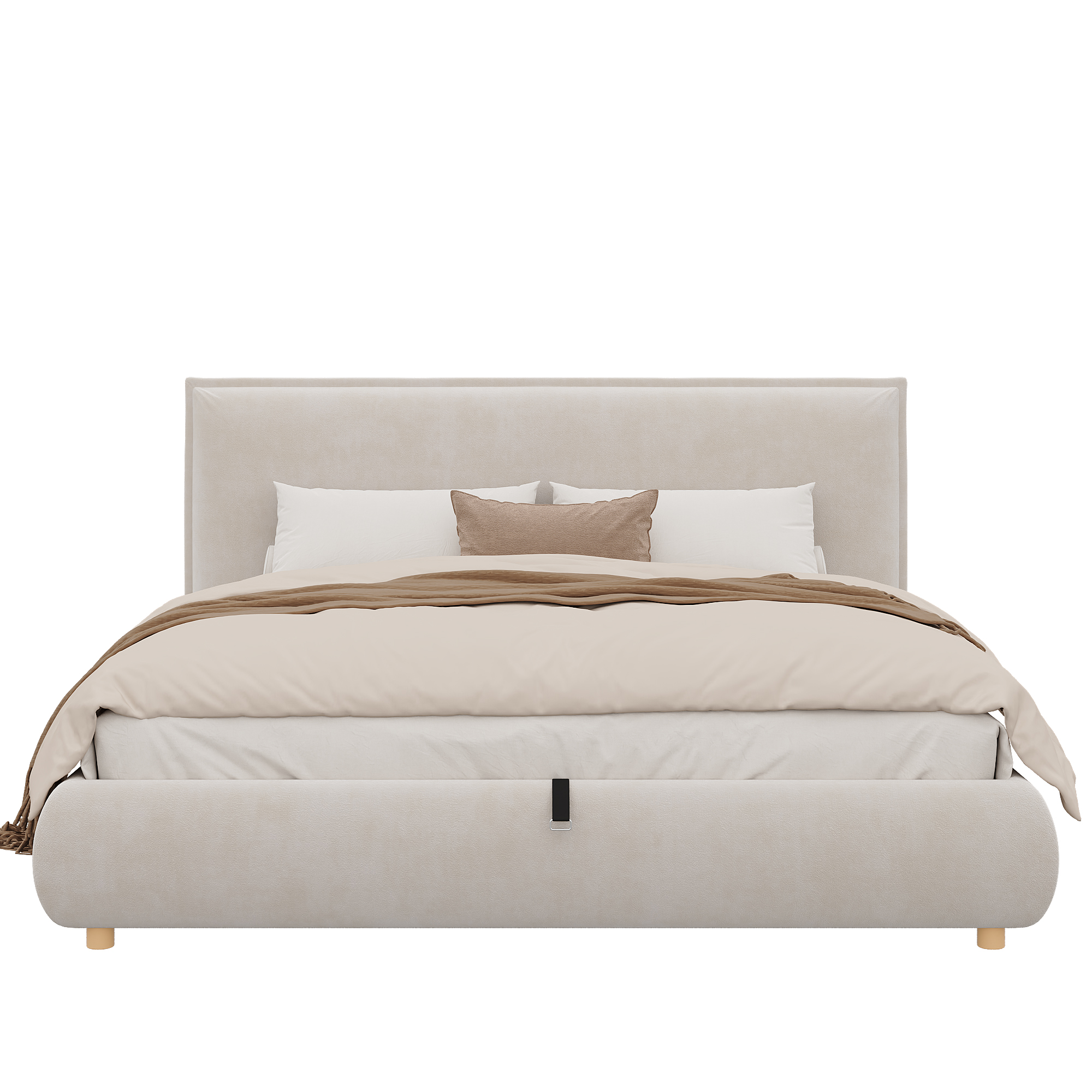 Détails de lit coffre 180x200 cm en velours crème avec rangement hydraulique et LED