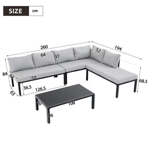 Schéma dimensions canapé modulable