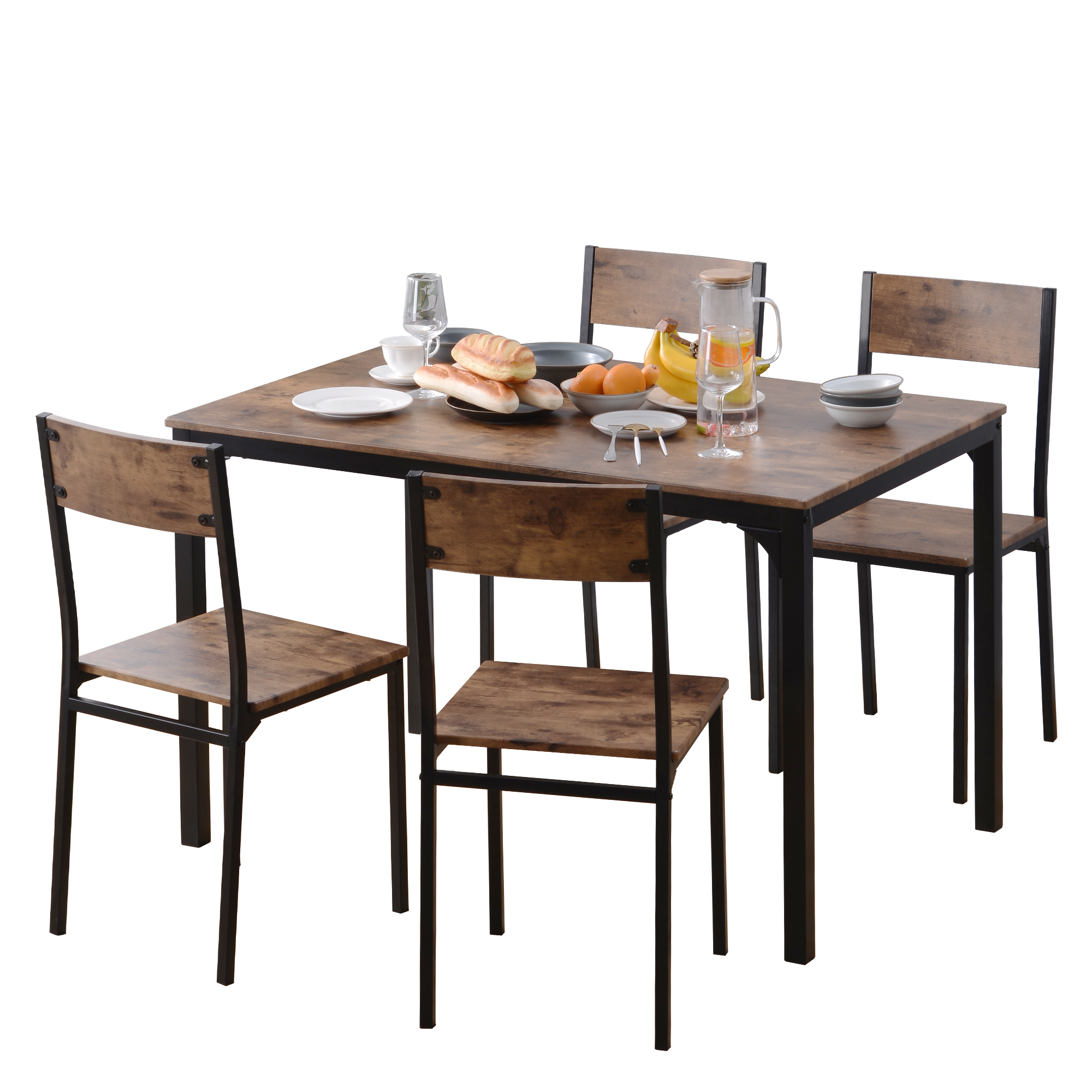 Ensemble table + chaises en MDF/PVC, cadre métal laqué, chaises empilables, design minimaliste, pour cuisine et bar, petit espace, facile entretien, stabilité, style moderne, utilisation polyvalente, durabilité, décoration - image 10