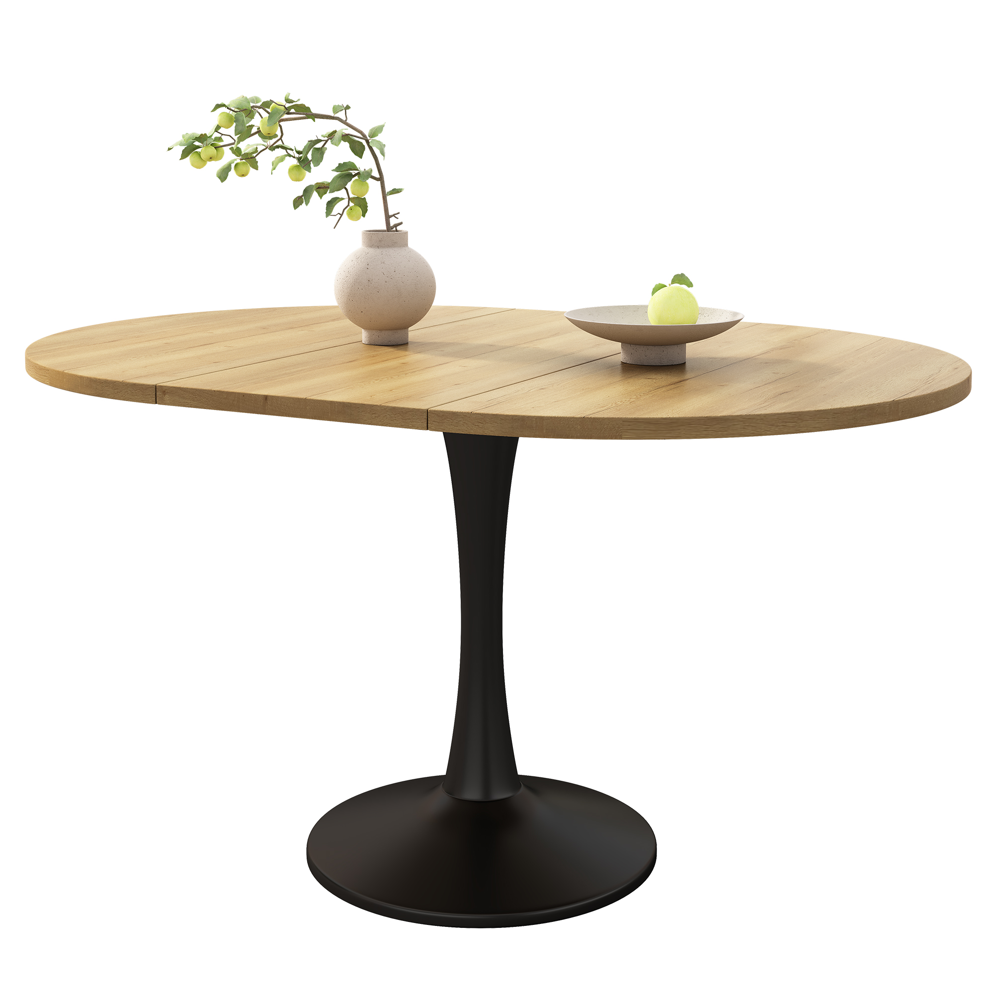 Table à manger extensible ovale 100–140 cm x 100 x 75 cm, MDF, Effet chêne - détails