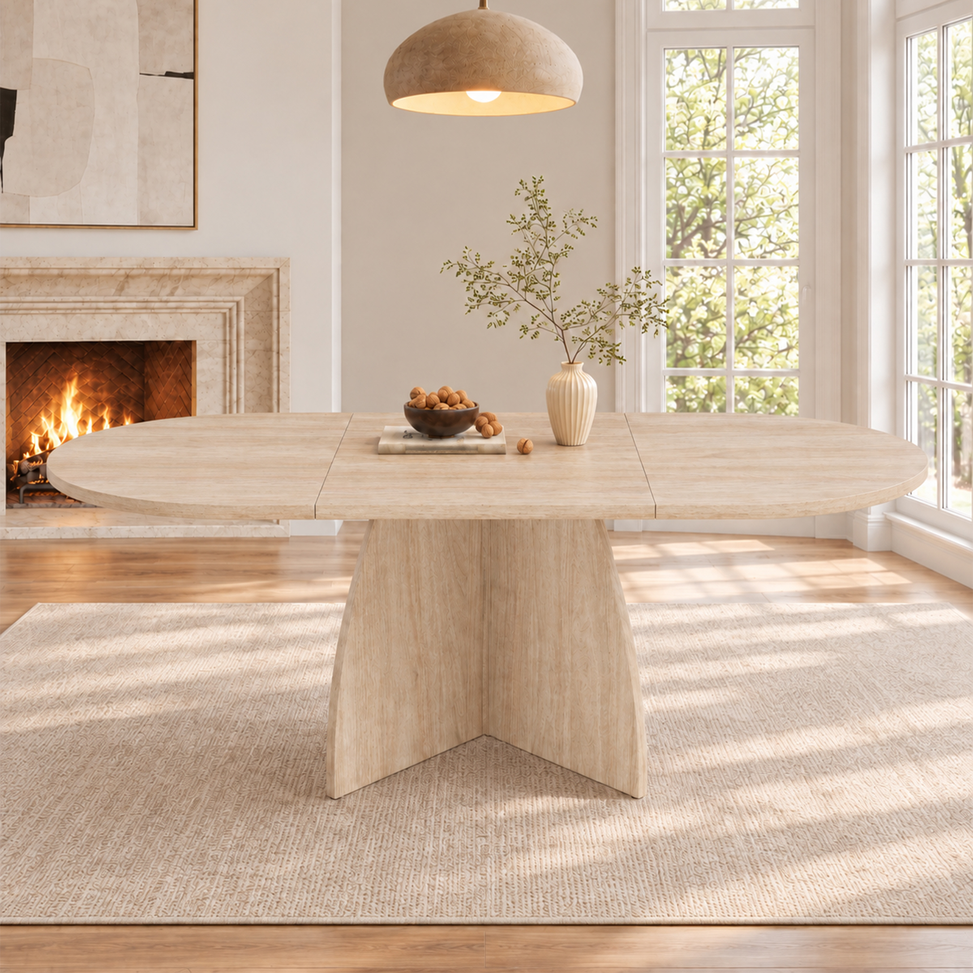 Plateau effet travertin et support central