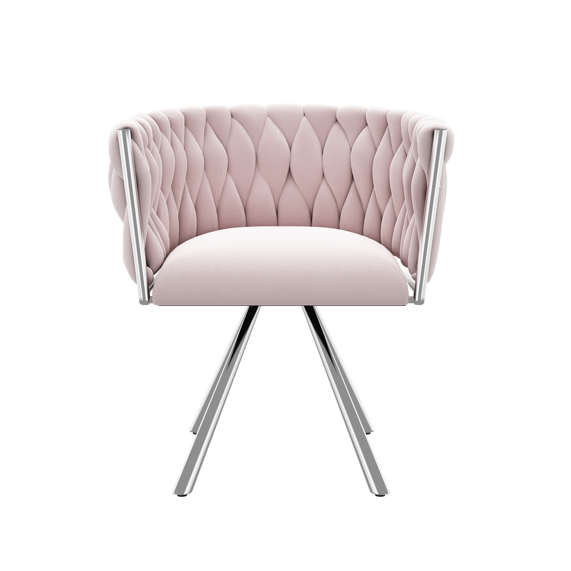 Chaise de salle à manger, 1 pièce, métal et velours, rose - vue 8
