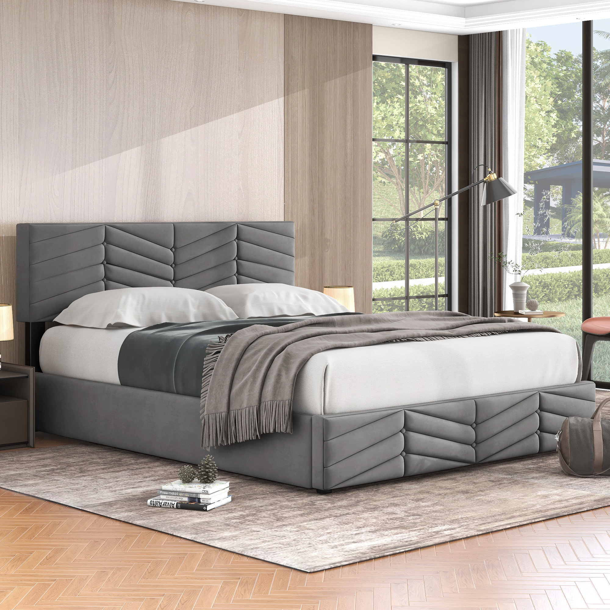 Polsterbett,Doppelbett,hydraulisches Funktionsbett