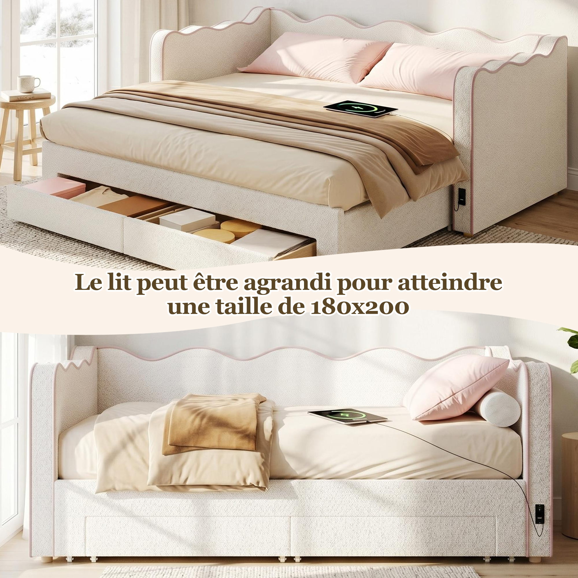 Détail du lit banquette