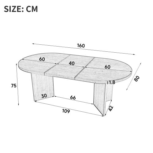 Dimensions de la table à manger 160x80x75 cm couleur chêne