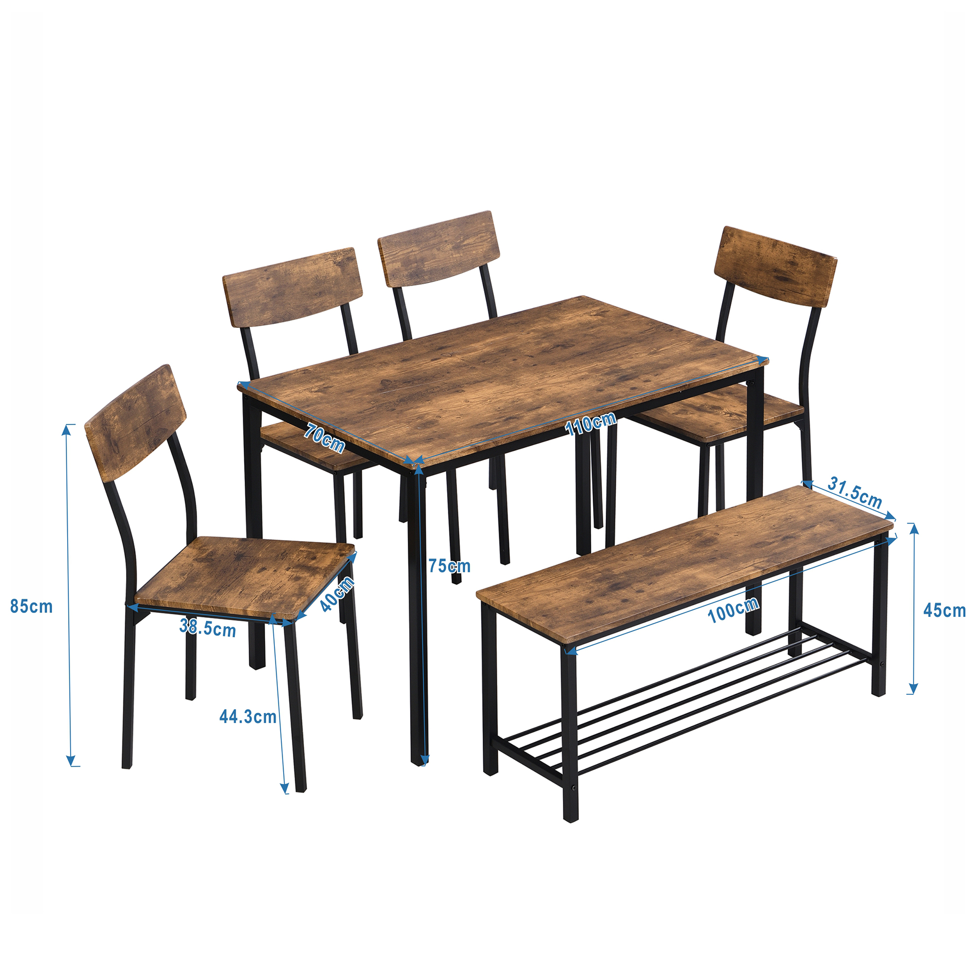 Ensemble table à manger + chaises + banc 6 personn - image 14