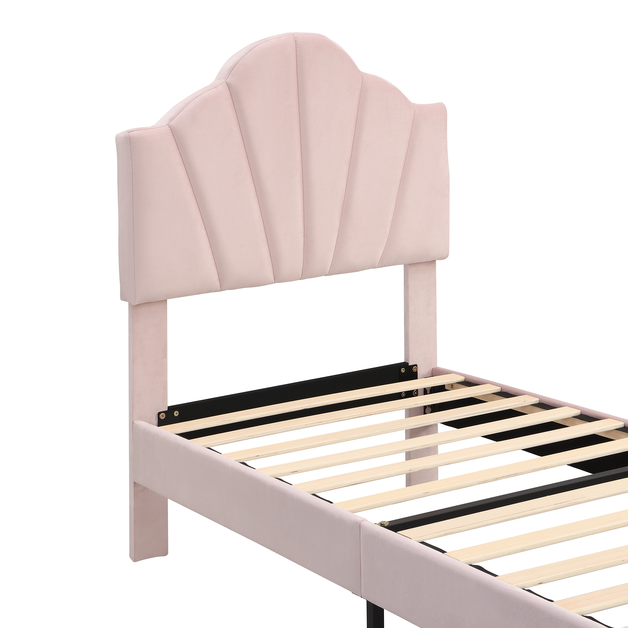 Lit en velours avec tête coquillage et pieds fer doré, pour chambre, design élégant artistique, confort sommeil, style luxueux, décoration raffinée, stabilité, matériau doux, point focal - image 11