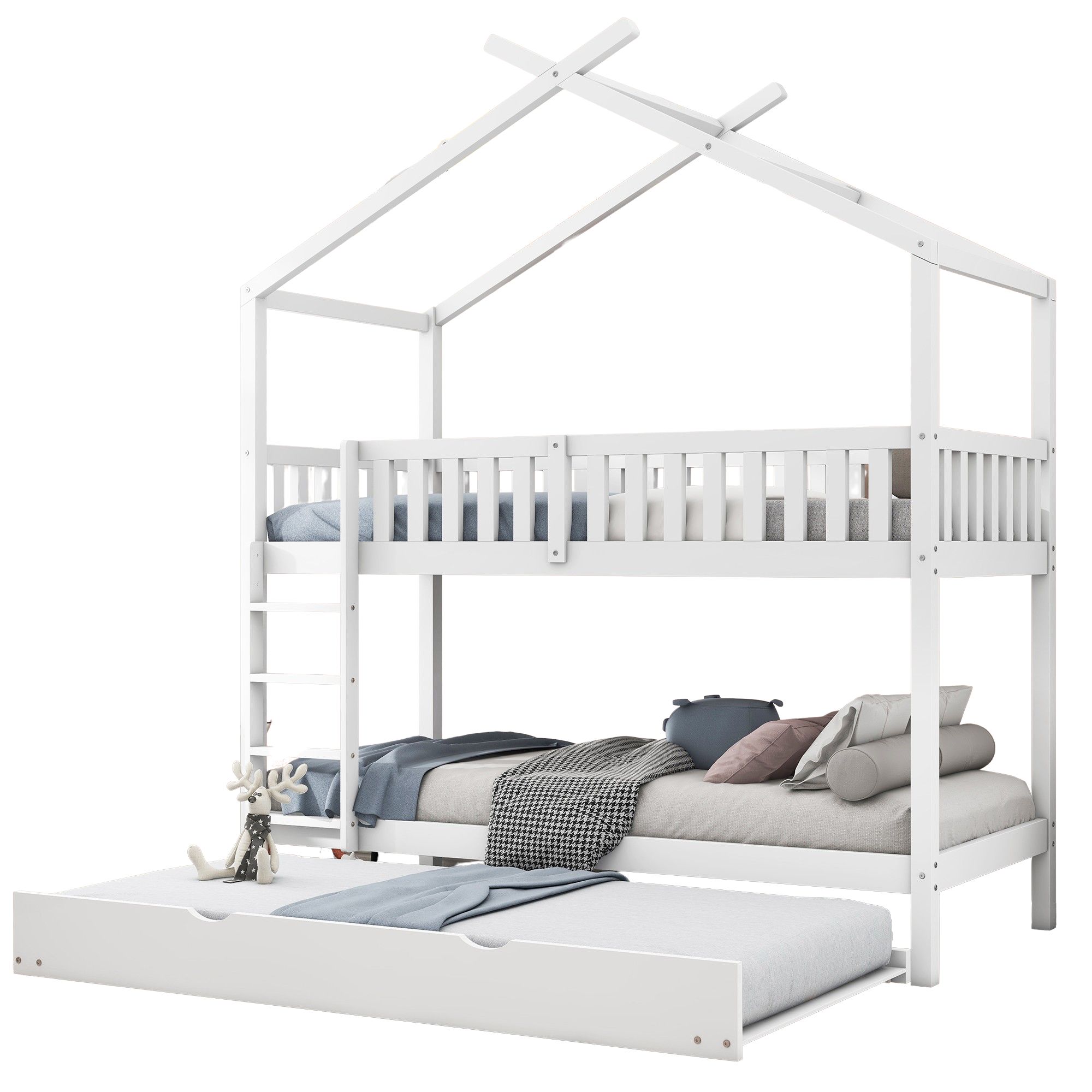 Dimensions du lit cabane enfant 90 x 200 cm blanc