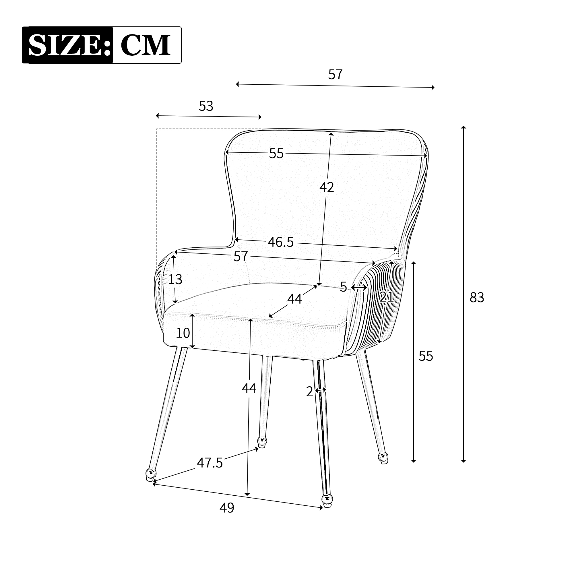 Dimensions du chaise de salle à manger