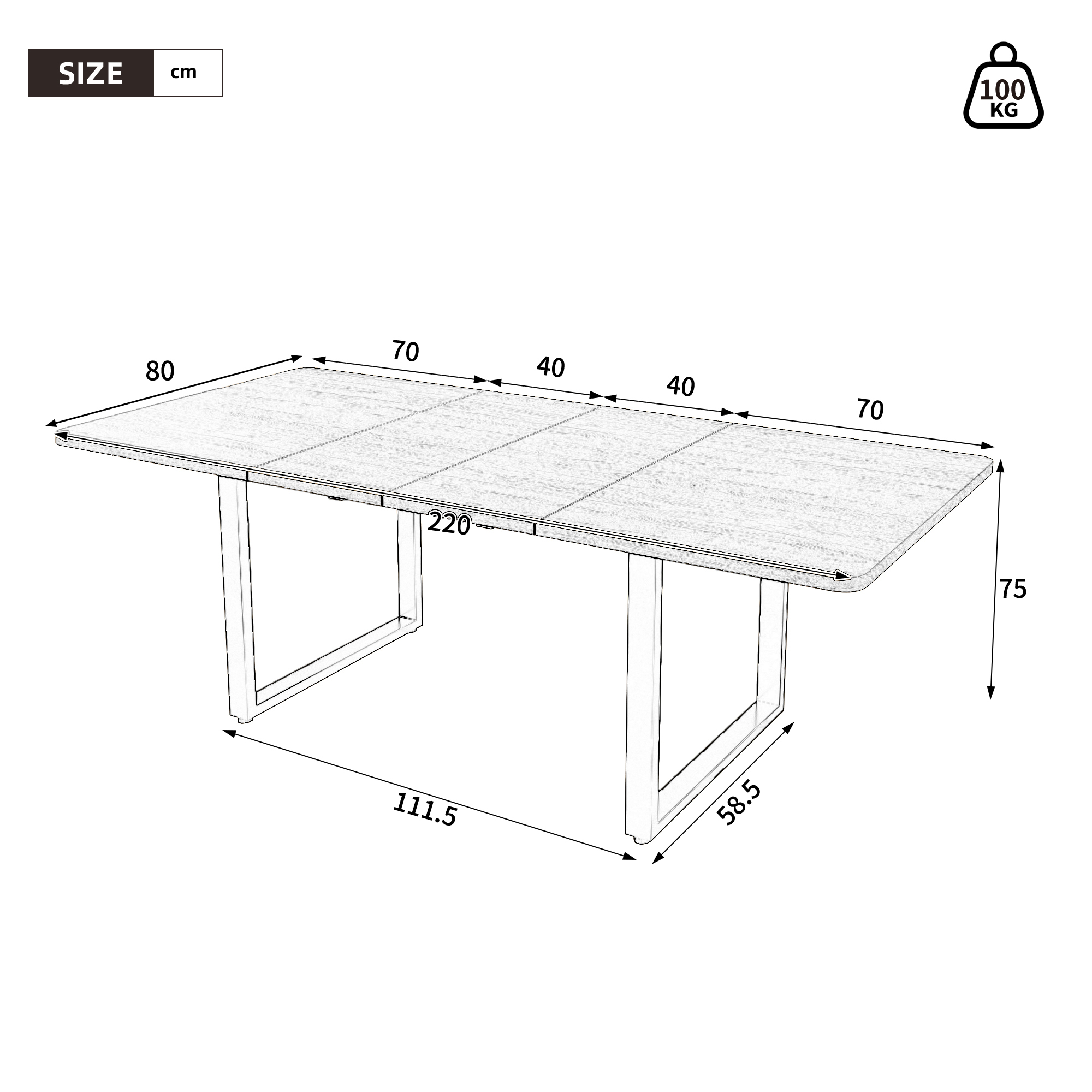 Table à manger extensible multi-longueurs en MDF pour 6 à 10 personnes - vue 5